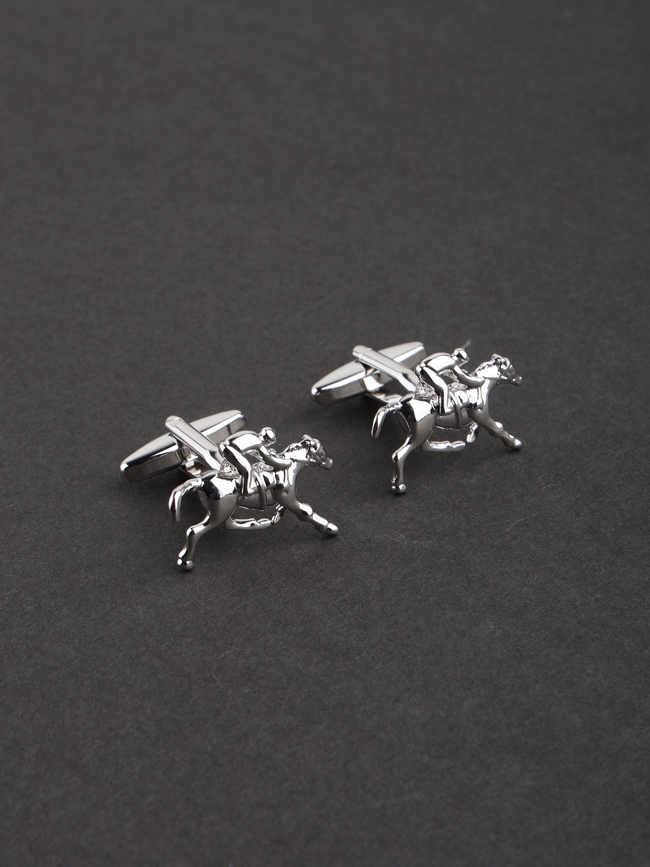 Silver Equestrian Horse & Jockey Cufflinks