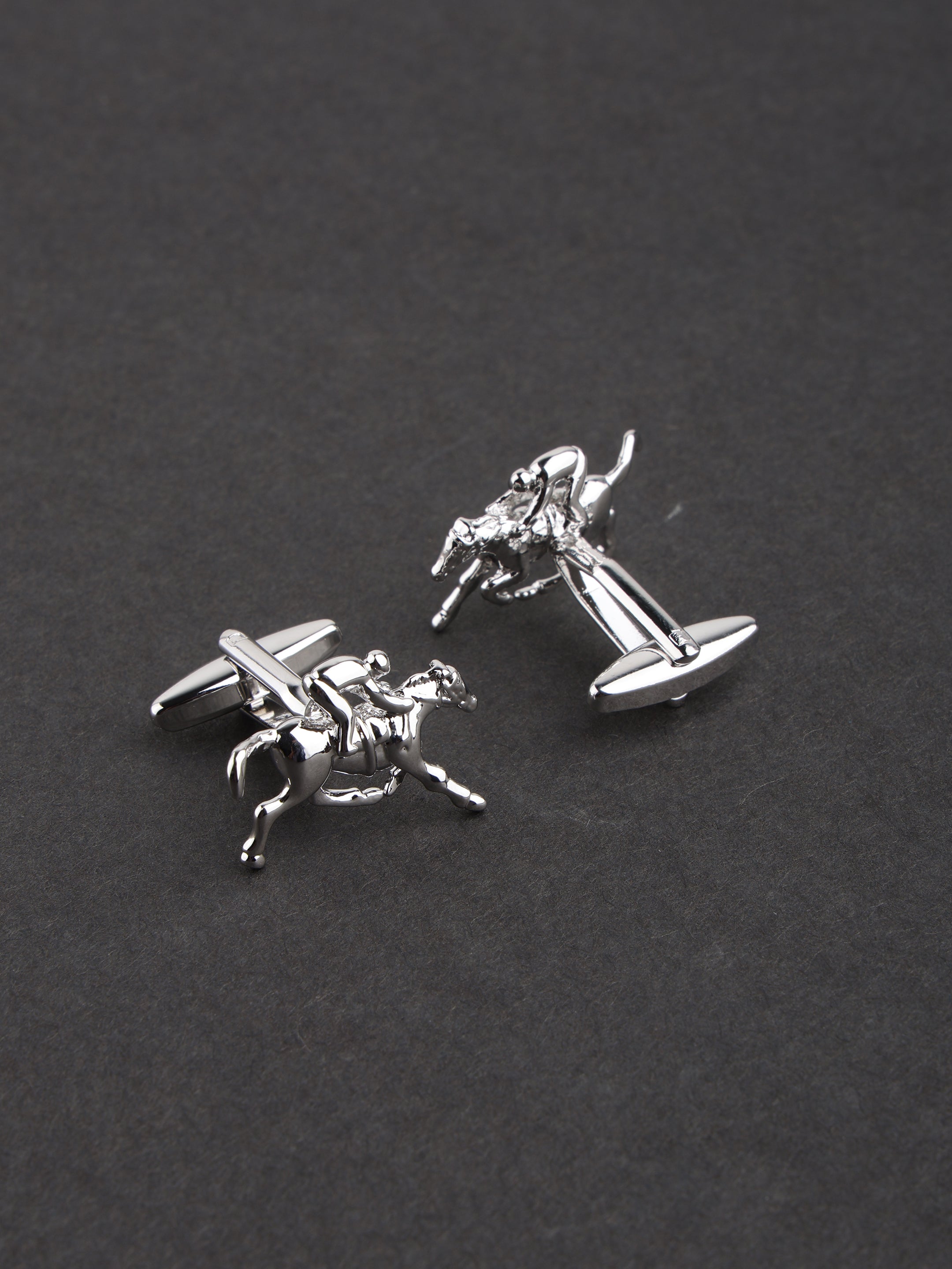 Silver Equestrian Horse & Jockey Cufflinks