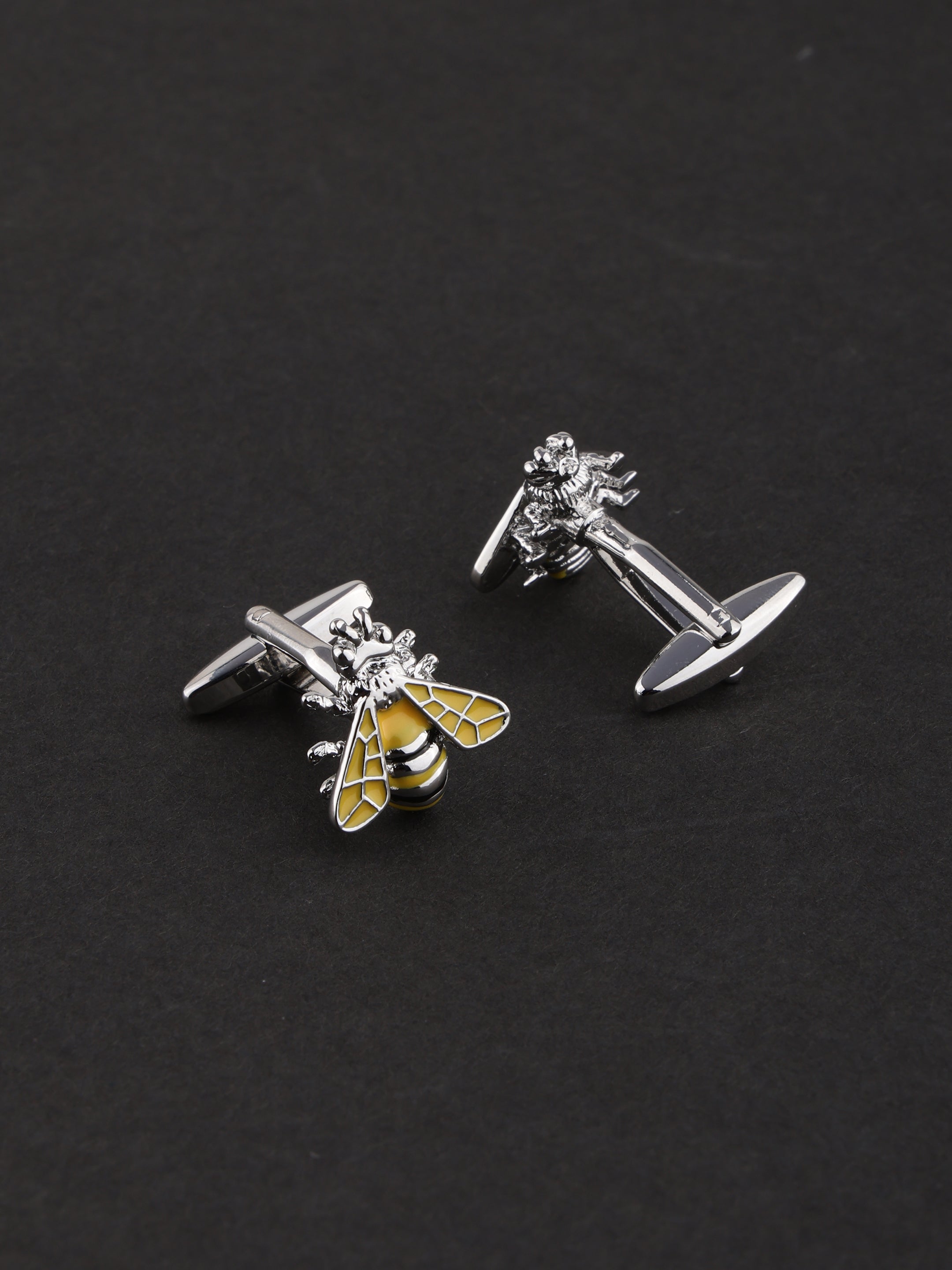 Honeybee Enamel Silver Cufflinks