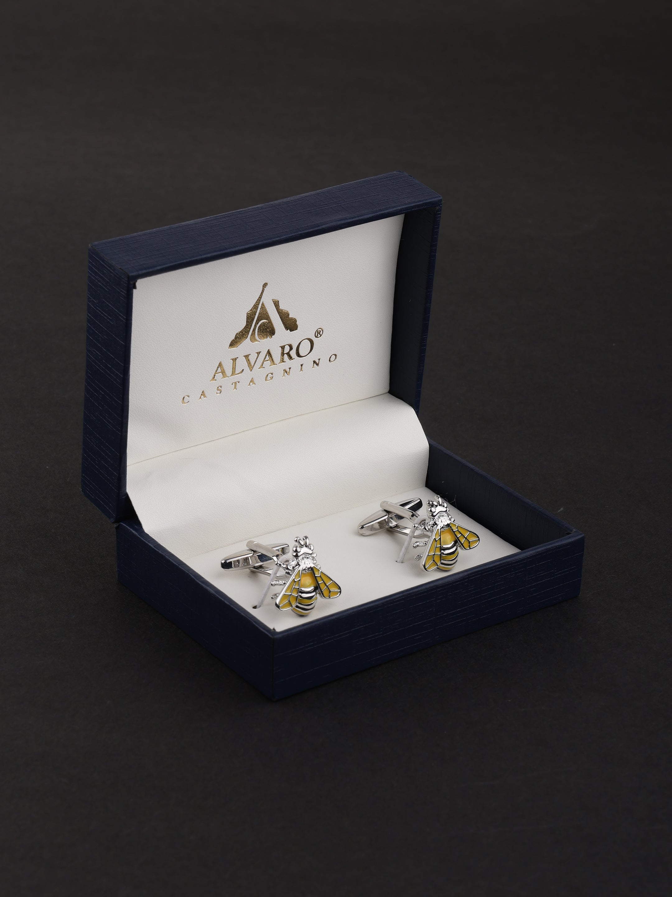 Honeybee Enamel Silver Cufflinks