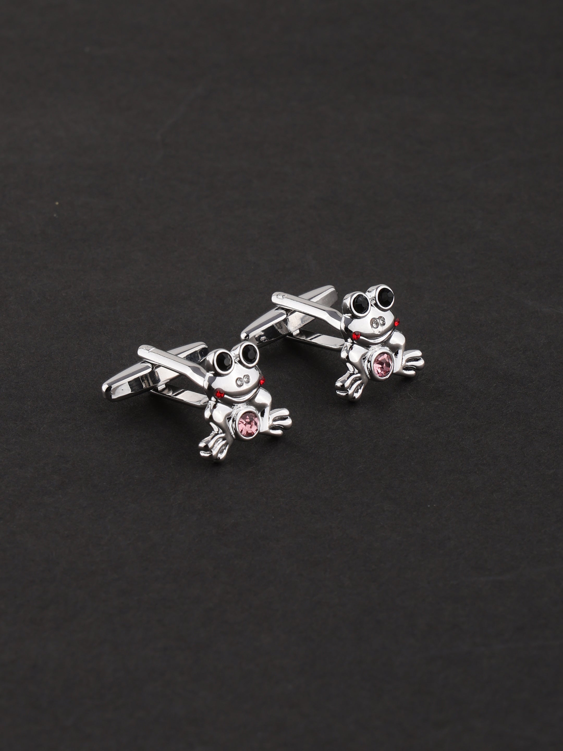 Crystal Frog Silver Cufflinks