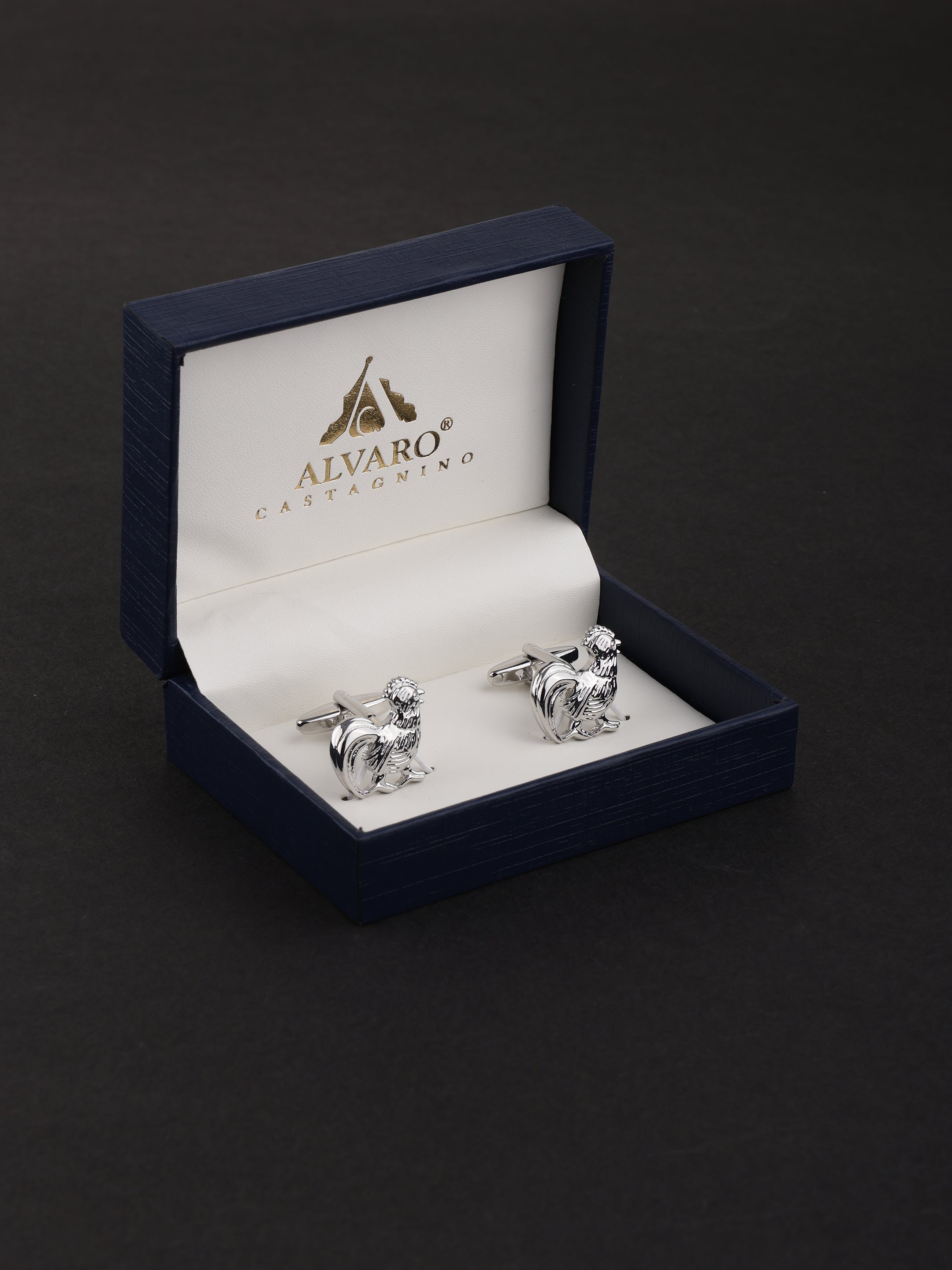 Rooster Silver Cufflinks