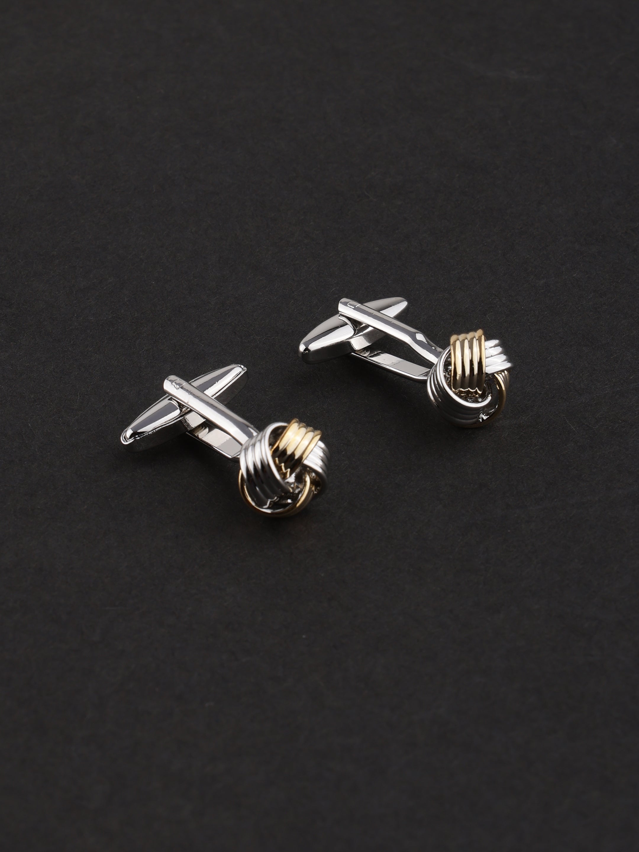 Dual-Tone Knot Silver Cufflinks