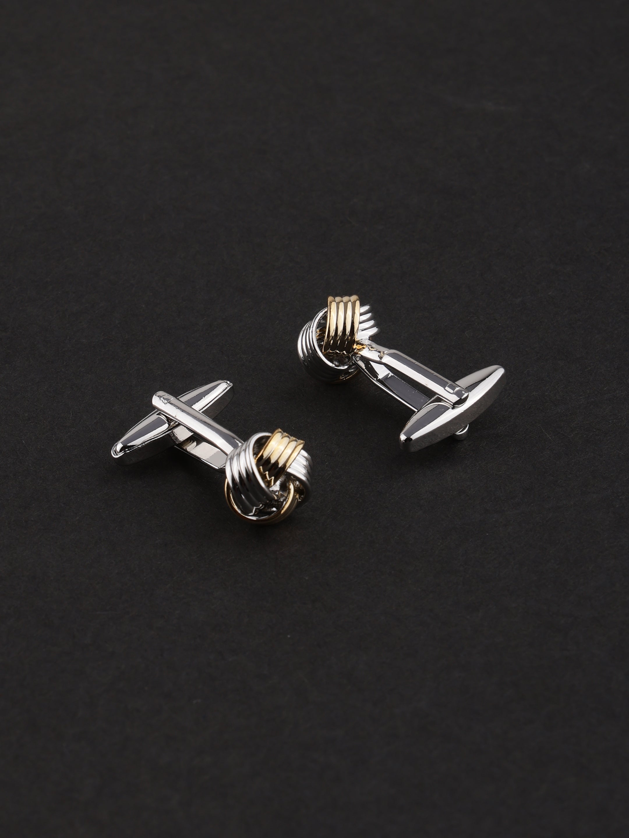 Dual-Tone Knot Silver Cufflinks