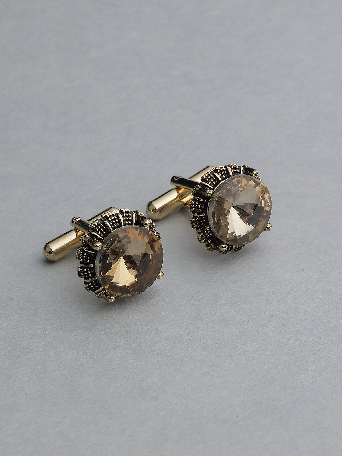 Antique Gold Smoky Topaz Gemstone Cufflinks