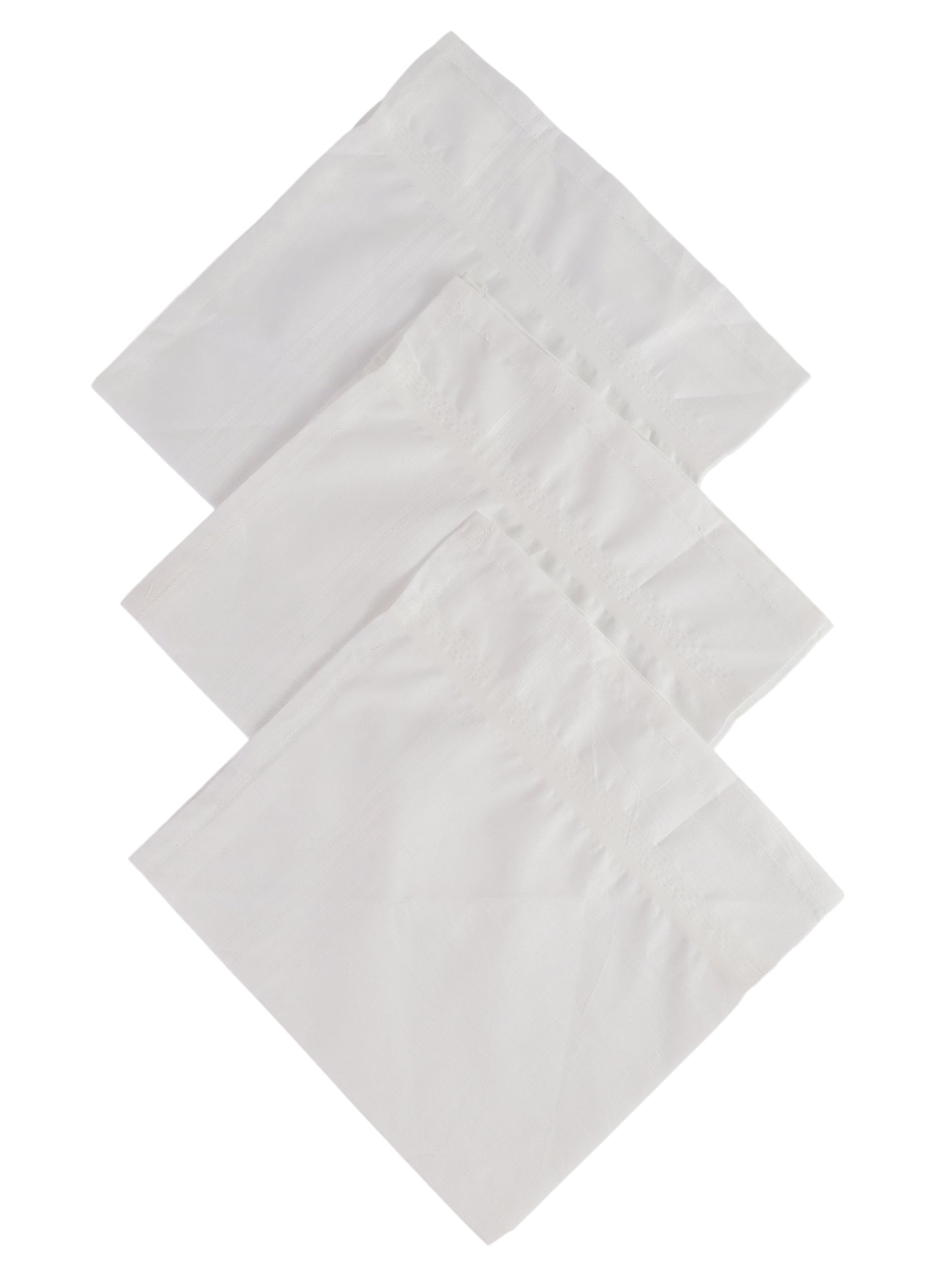 Alvaro Castagnino Men Pack Of 3 White Pure Cotton Handkerchief