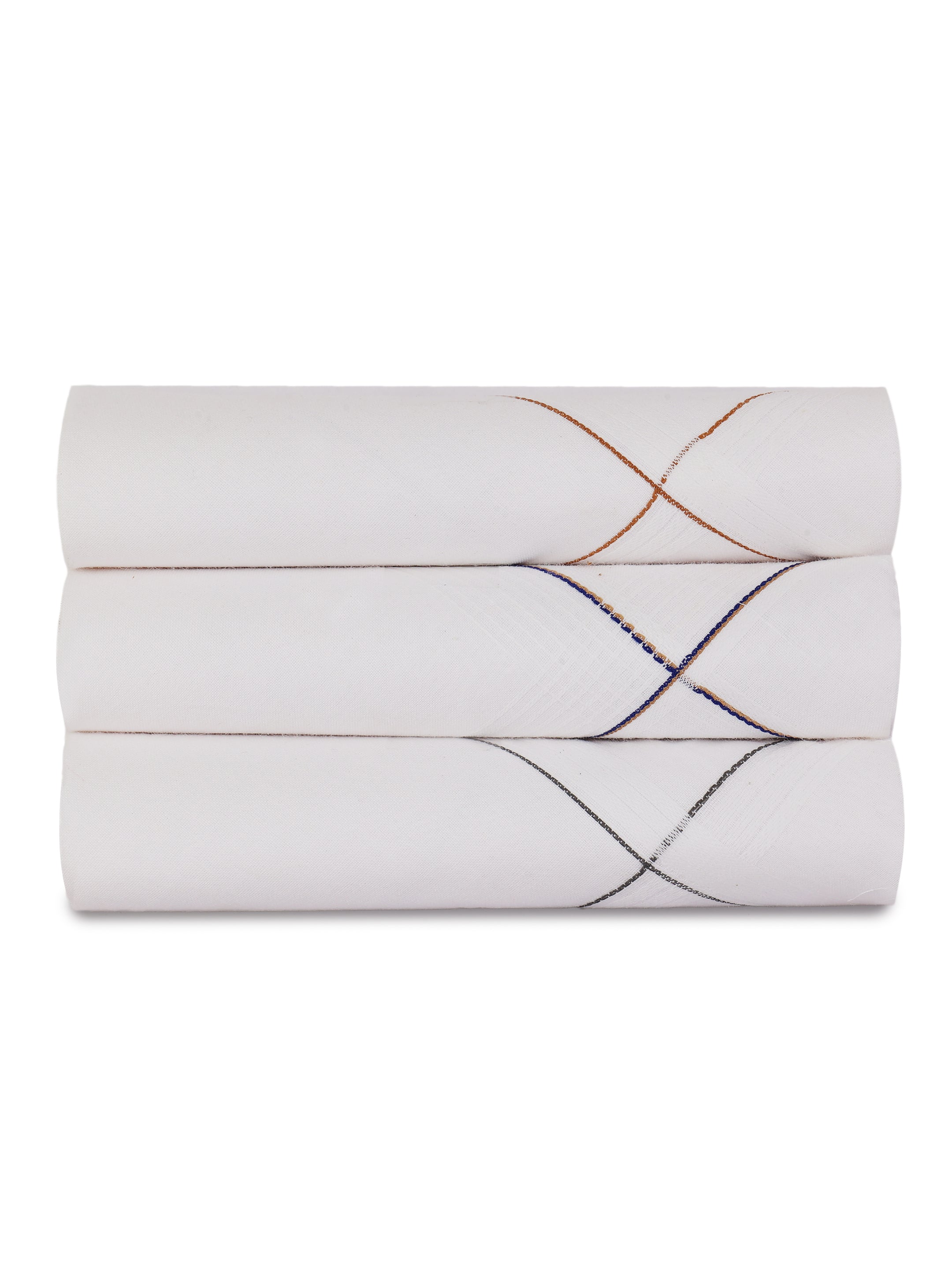 Alvaro Castagnino Men Pack Of 3 Striped Pure Cotton Handkerchief