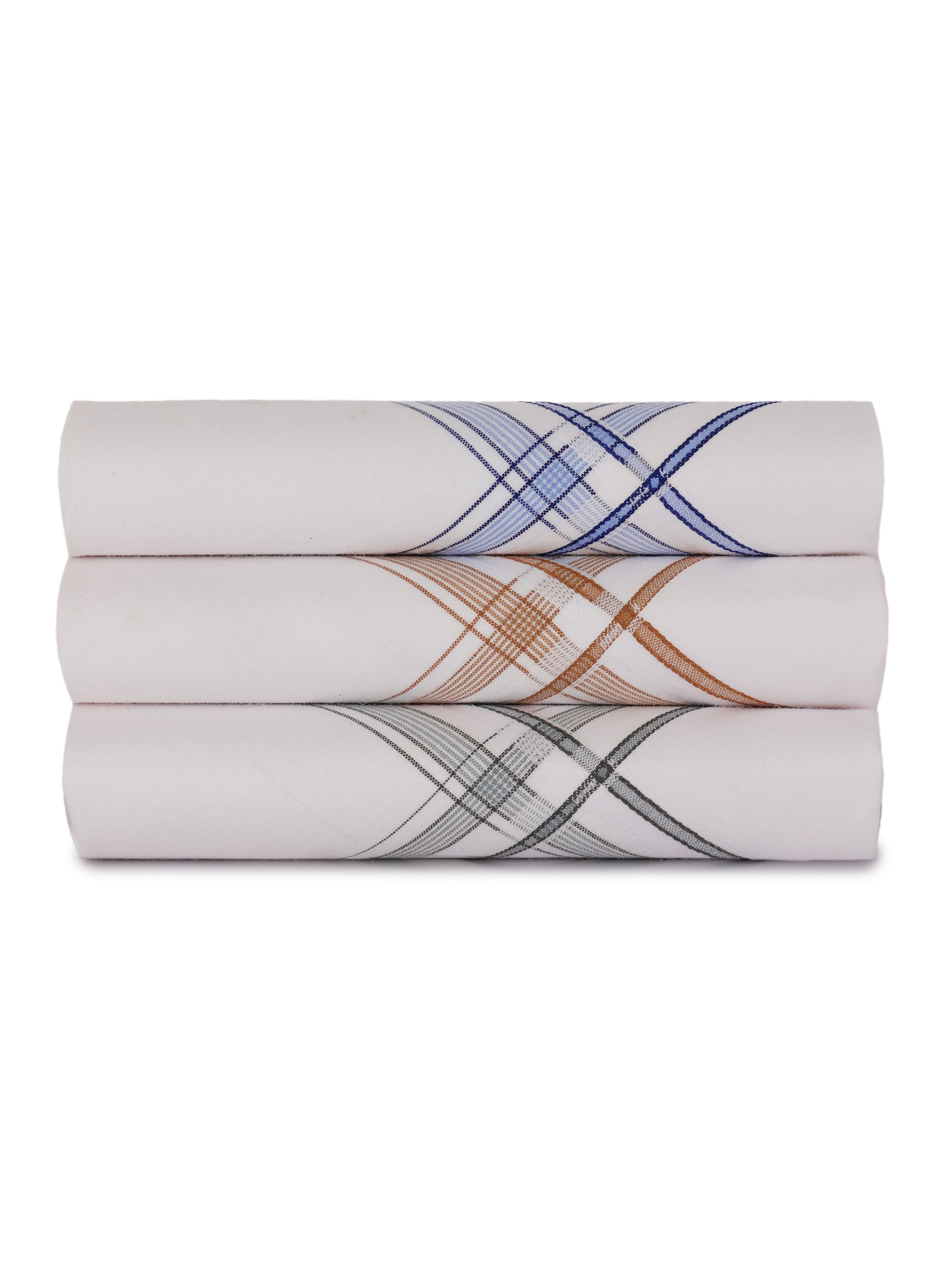 Alvaro Castagnino Men Pack Of 3 Striped Pure Cotton Handkerchief