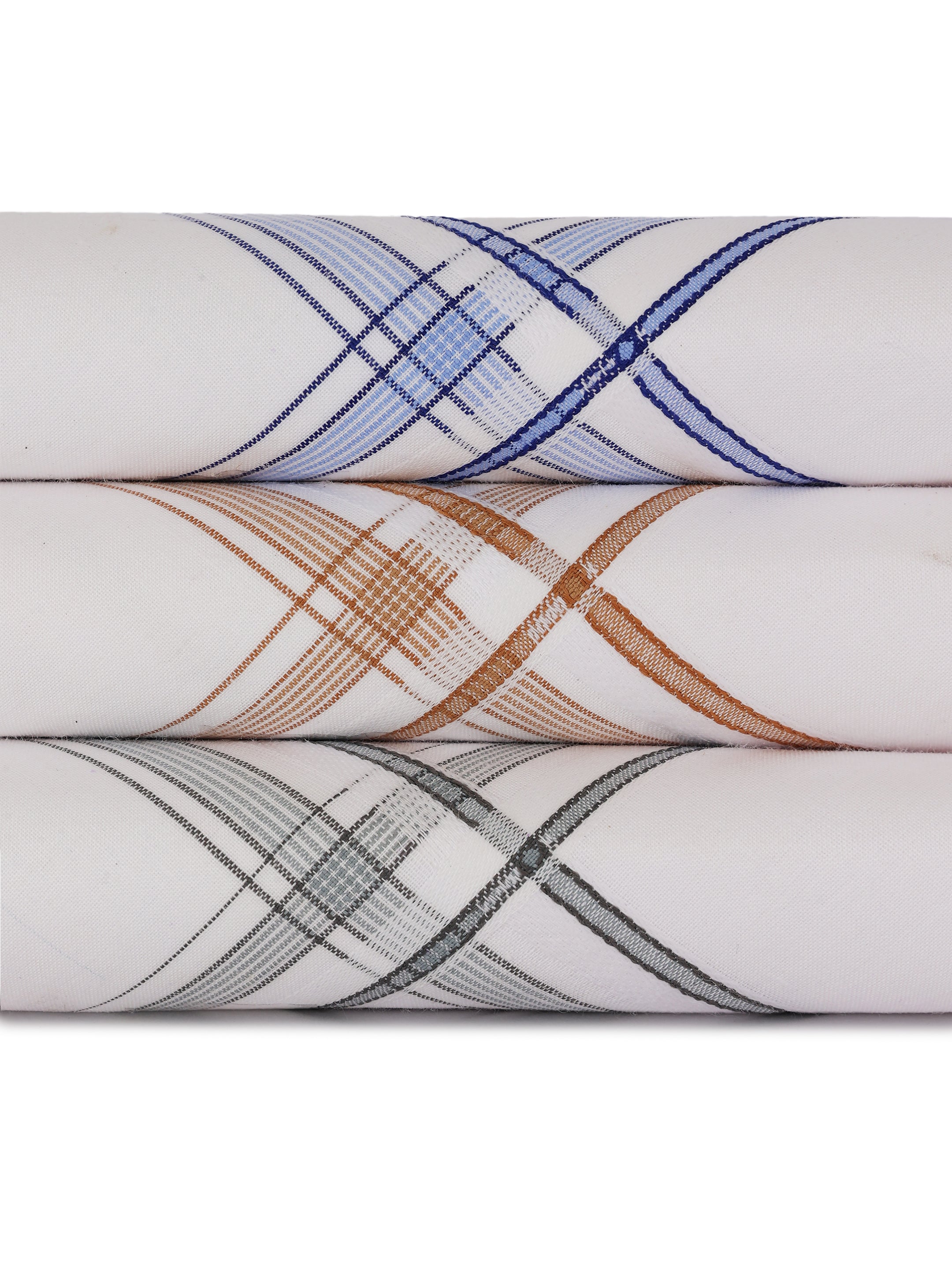 White Base Check Pattern Cotton Handkerchiefs
