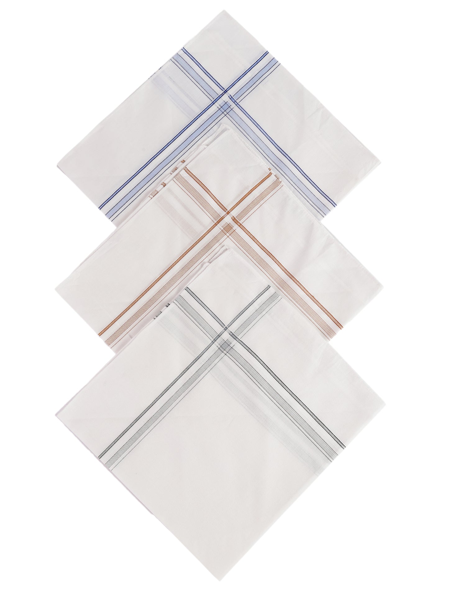 Alvaro Castagnino Men Pack Of 3 Striped Pure Cotton Handkerchief