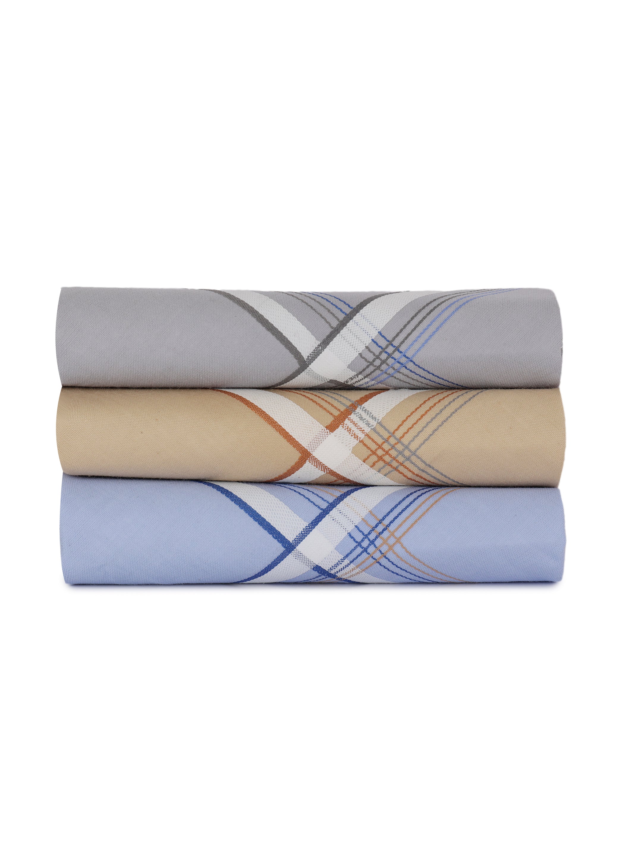 Alvaro Castagnino Men Pack Of 3 Assorted Striped Pure Cotton Handkerchief