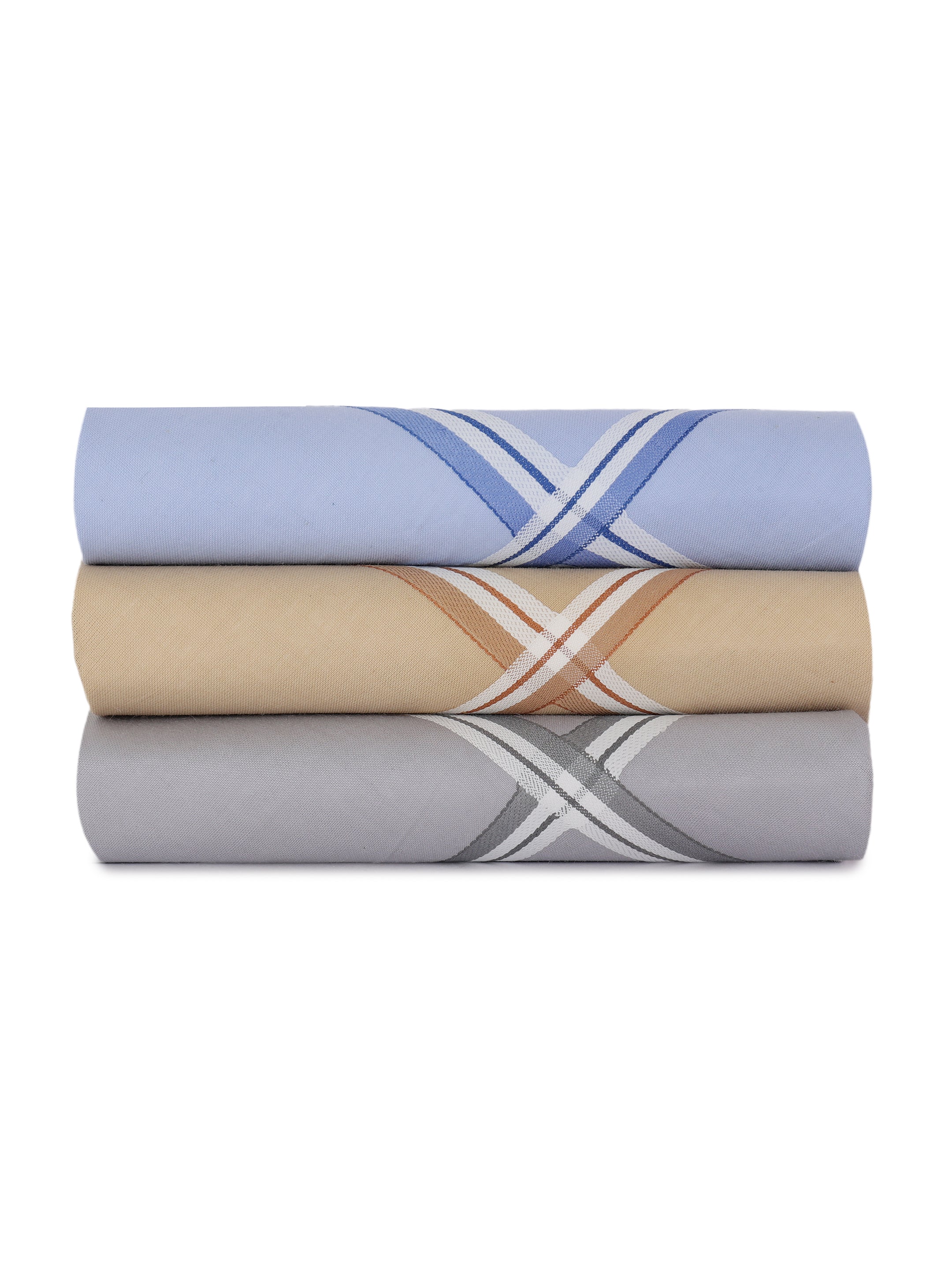 Alvaro Castagnino Men Pack Of 3 Assorted Striped Pure Cotton Handkerchief