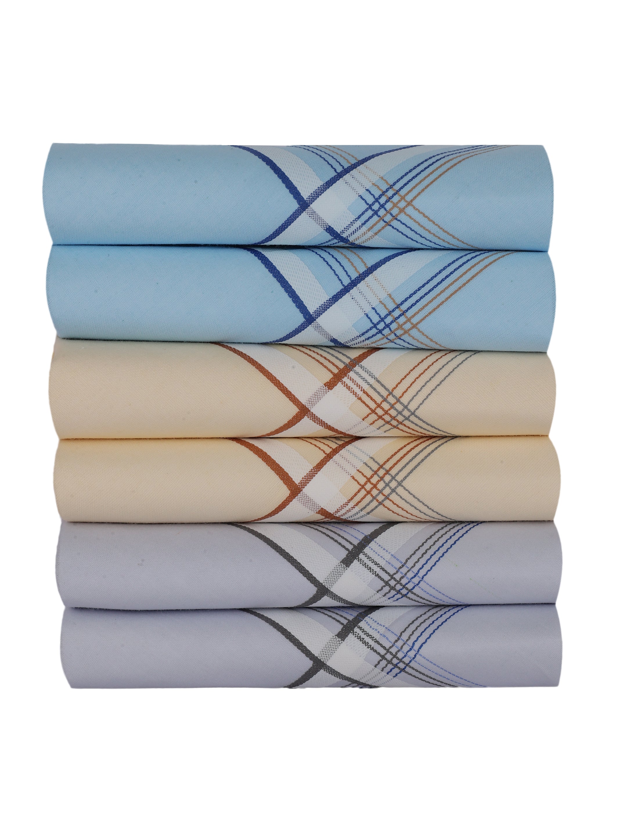 Alvaro Castagnino Men Pack Of 6 Assorted Striped Pure Cotton Handkerchief
