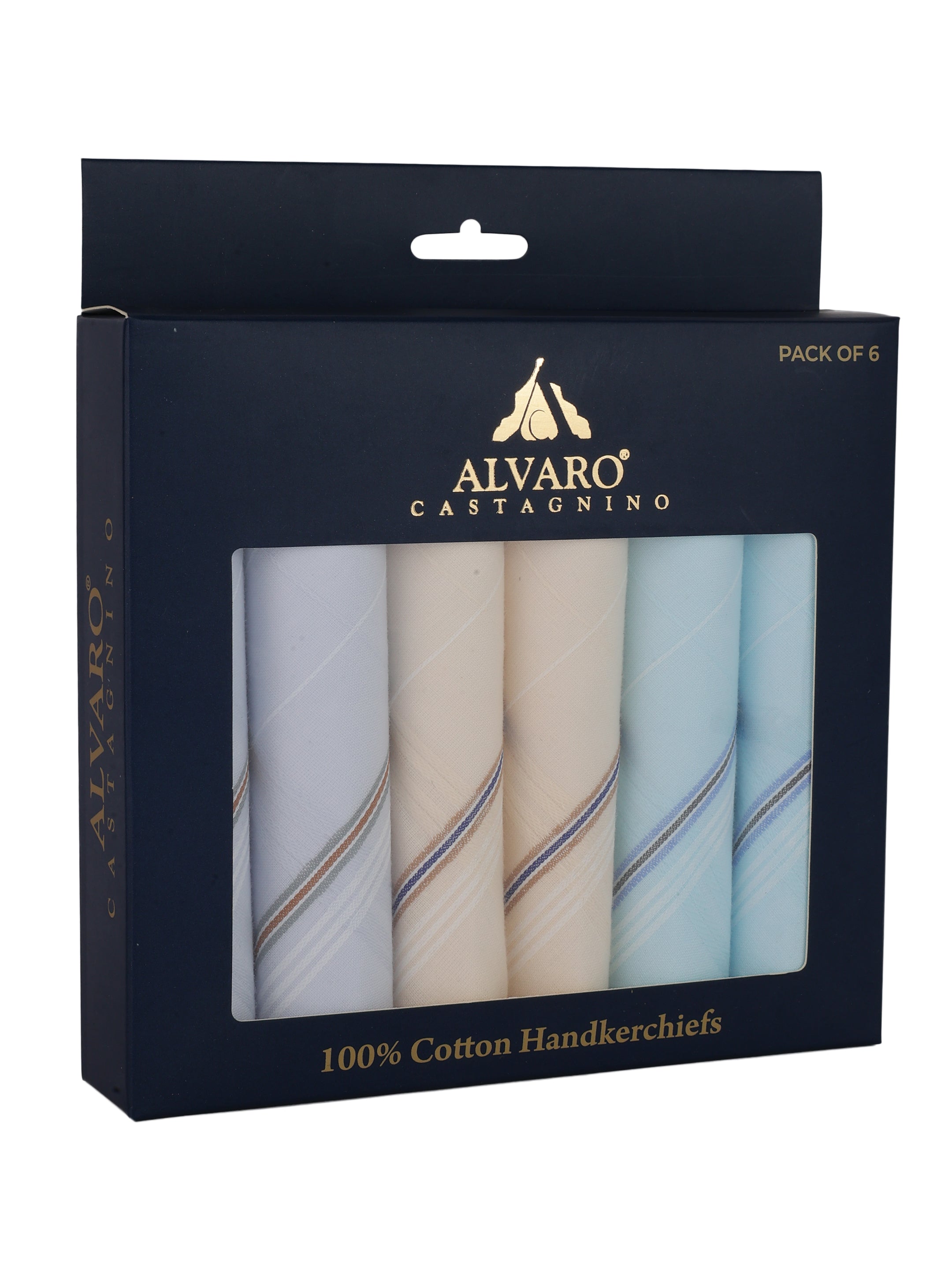 Alvaro Castagnino Men Pack Of 6 Assorted Checked Pure Cotton Handkerchief