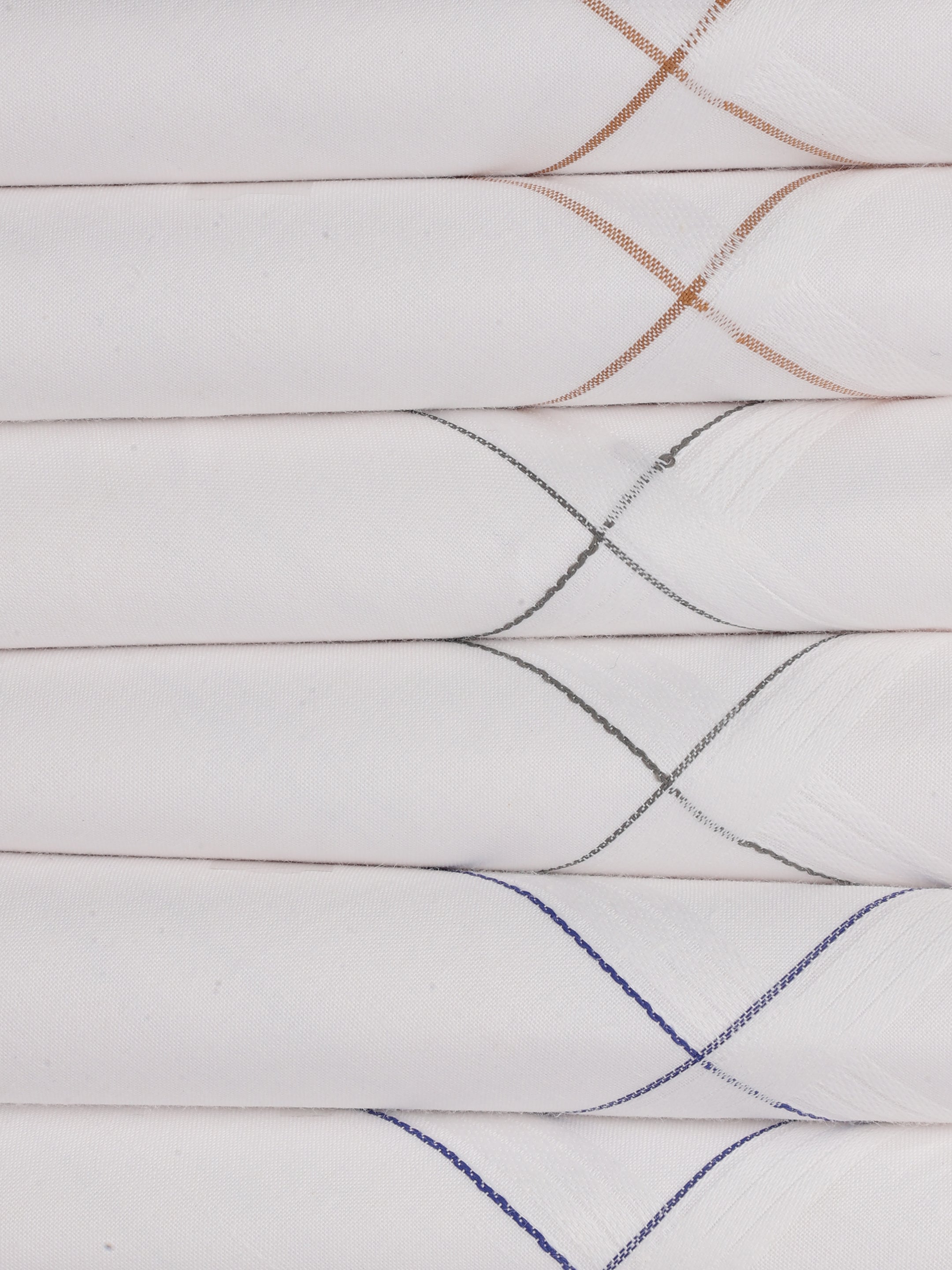 Minimal Check White Cotton Handkerchiefs