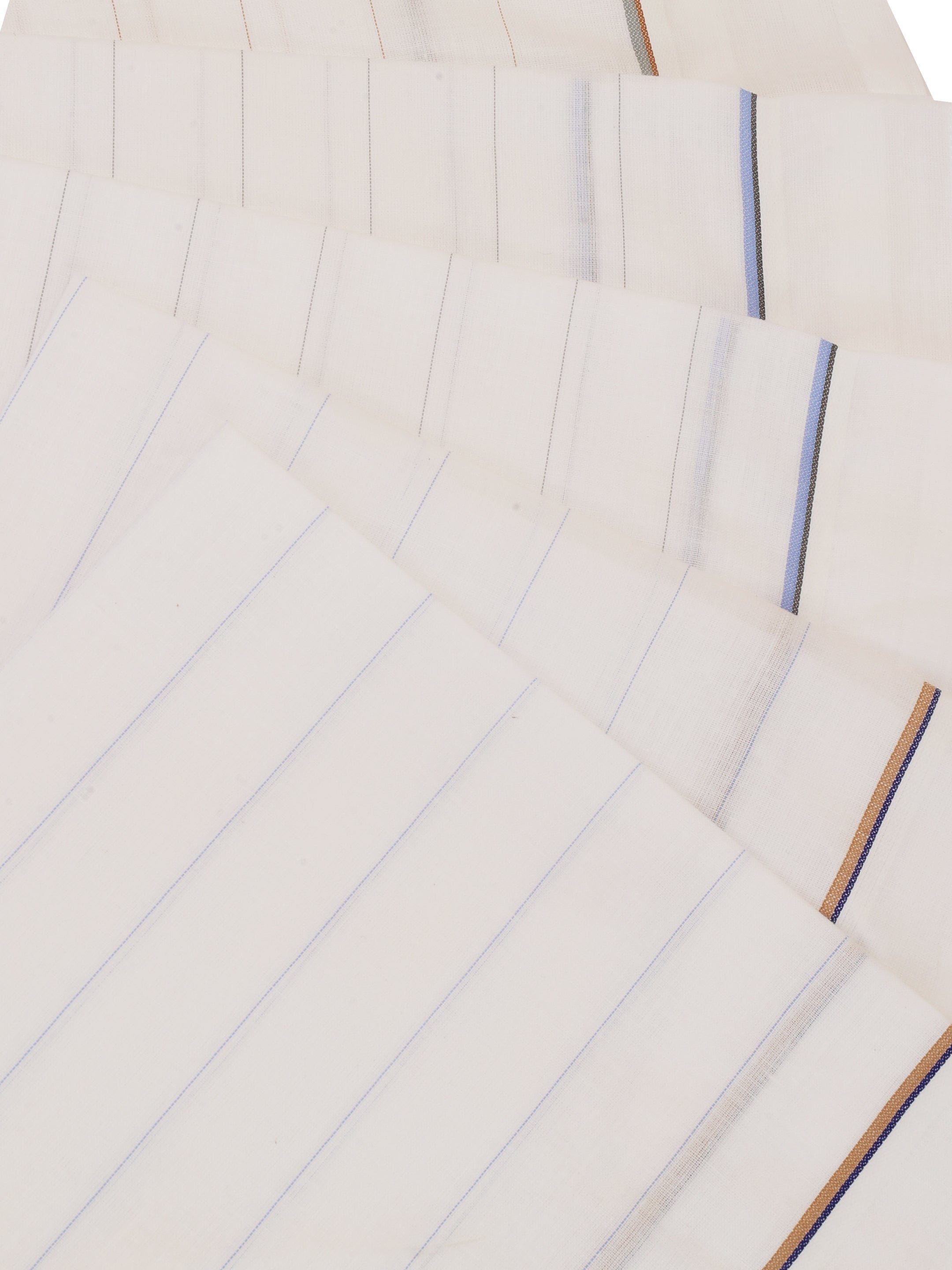 Striped Border White Cotton Handkerchiefs