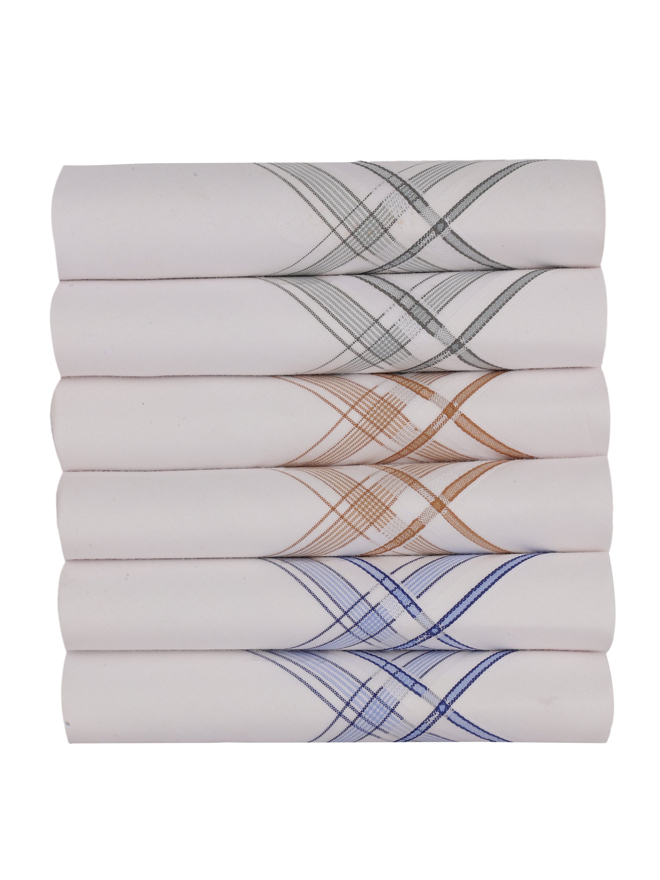 Alvaro Castagnino Men Pack Of 6 Striped Pure Cotton Handkerchief