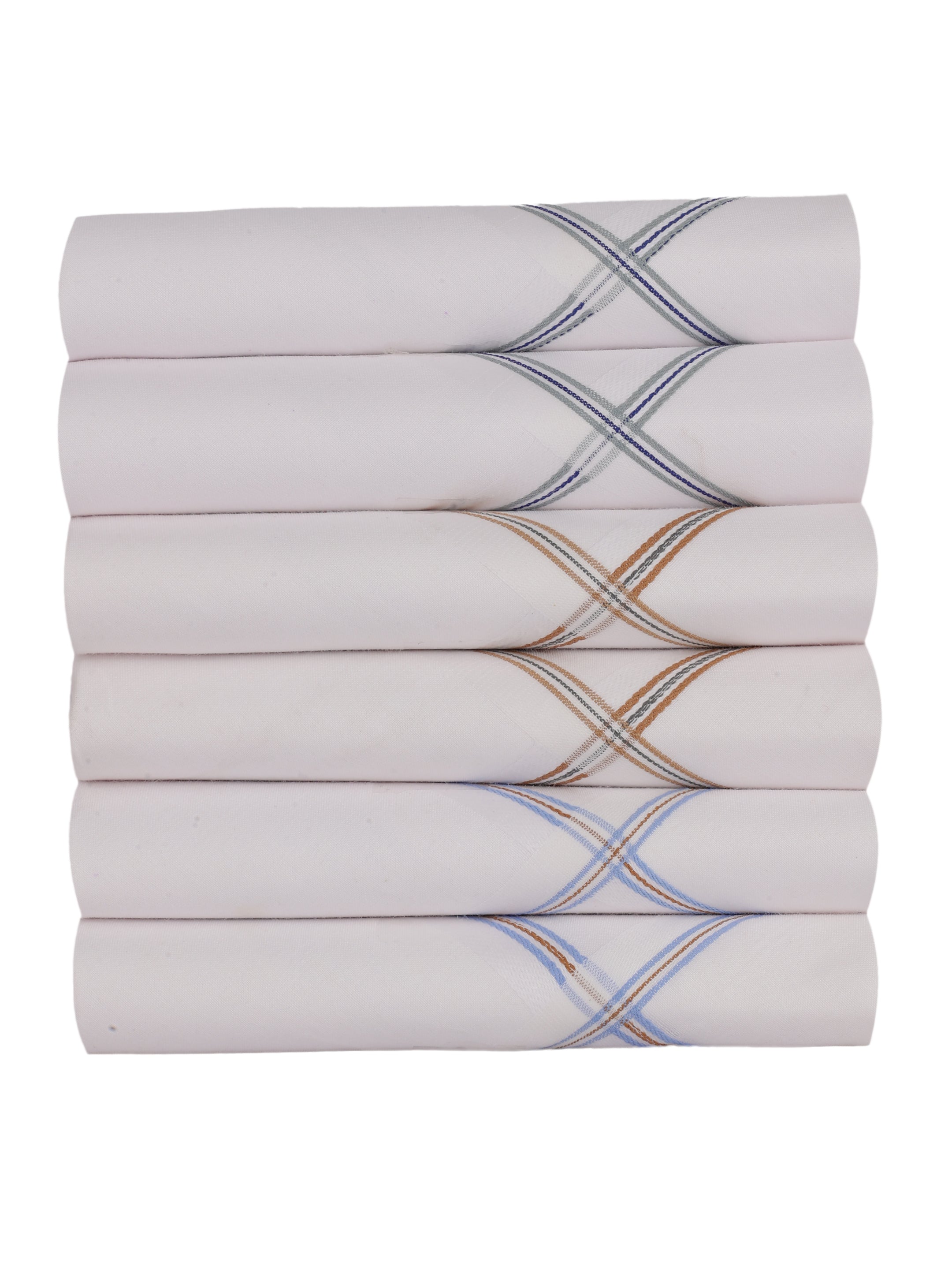 Alvaro Castagnino Men Pack Of 6 Striped Pure Cotton Handkerchief