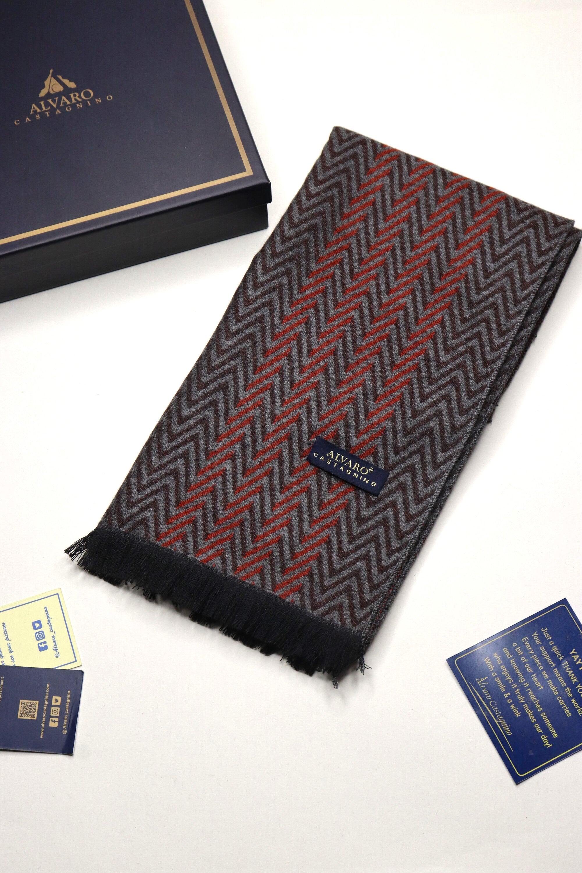 Grey & Rust Textured Winter Muffler