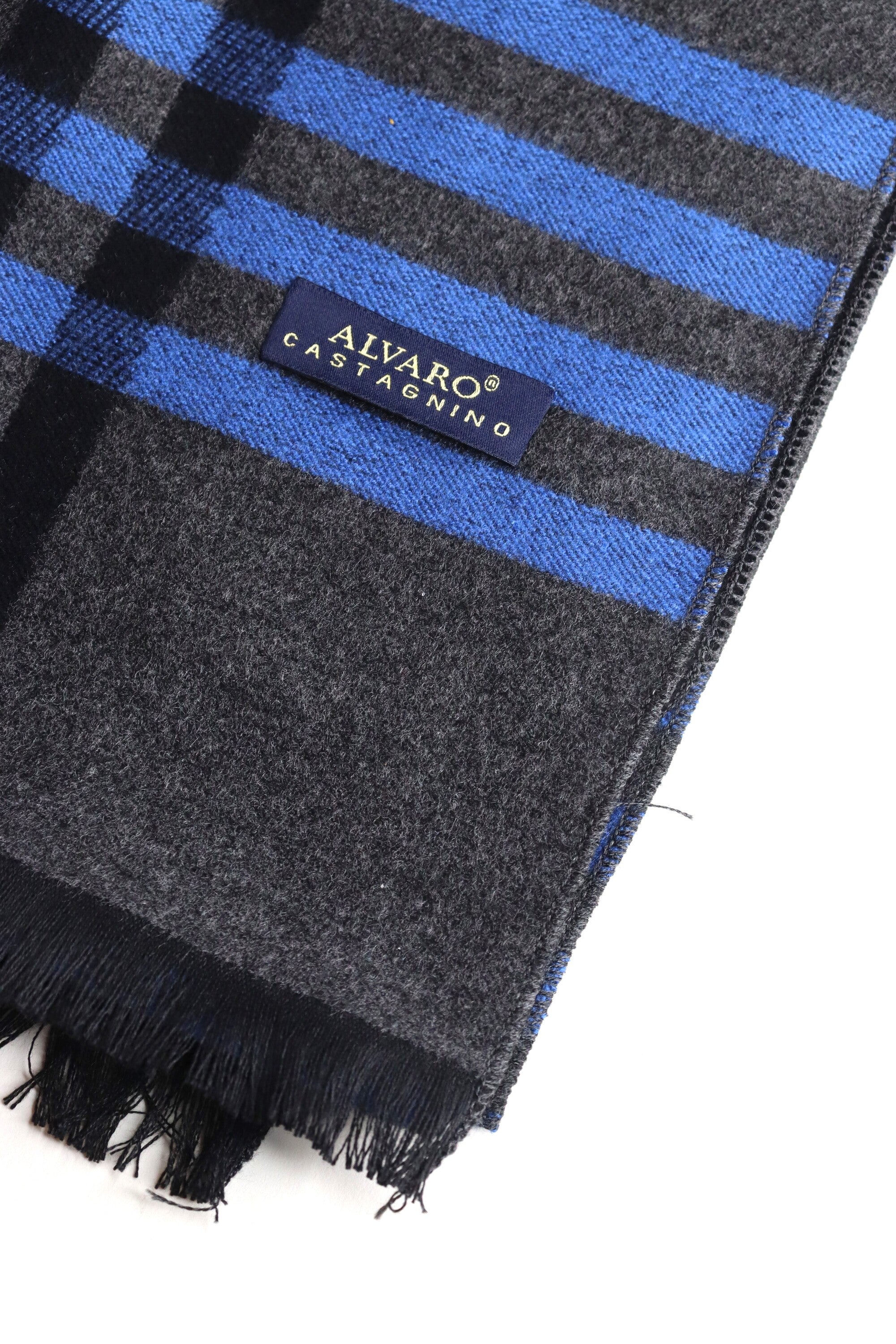 Grey & Blue Checked Winter Muffler