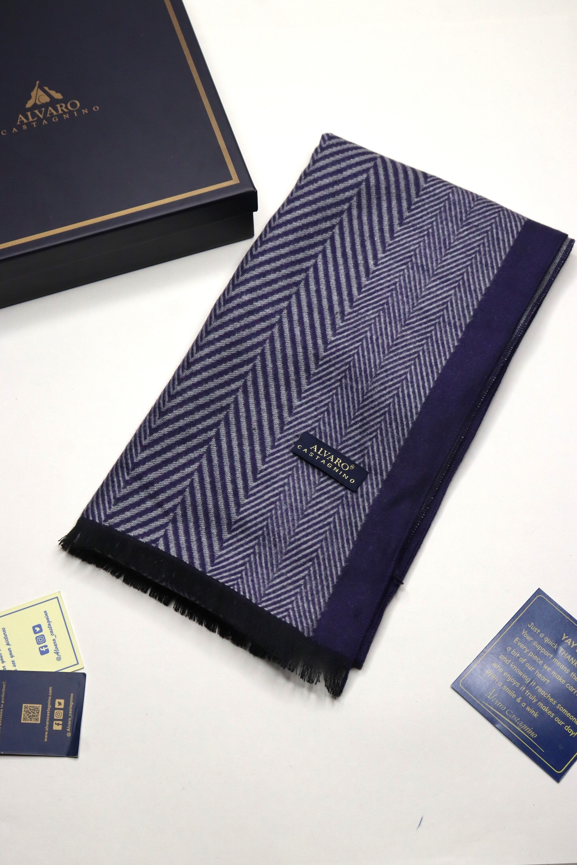 Navy Blue Textured Winter Muffler