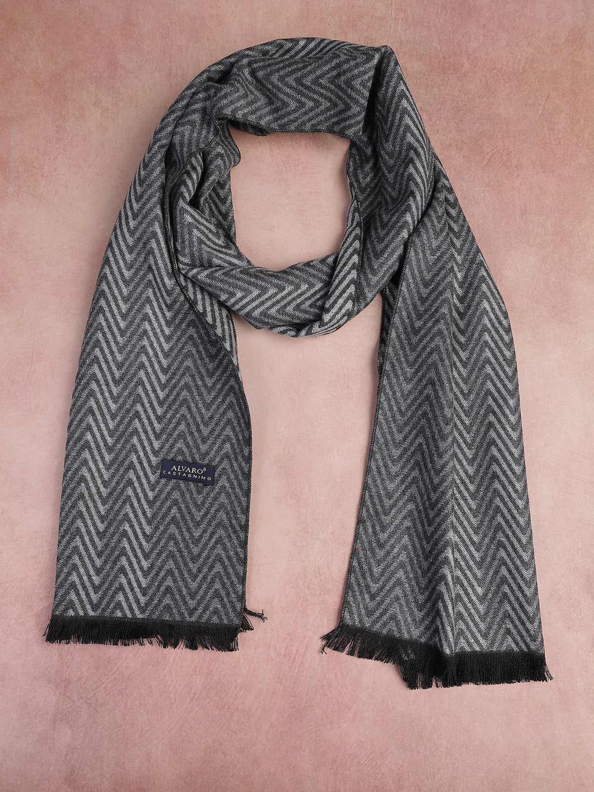 Charcoal Gray & Silver Chevron Zig-Zag Winter Muffler