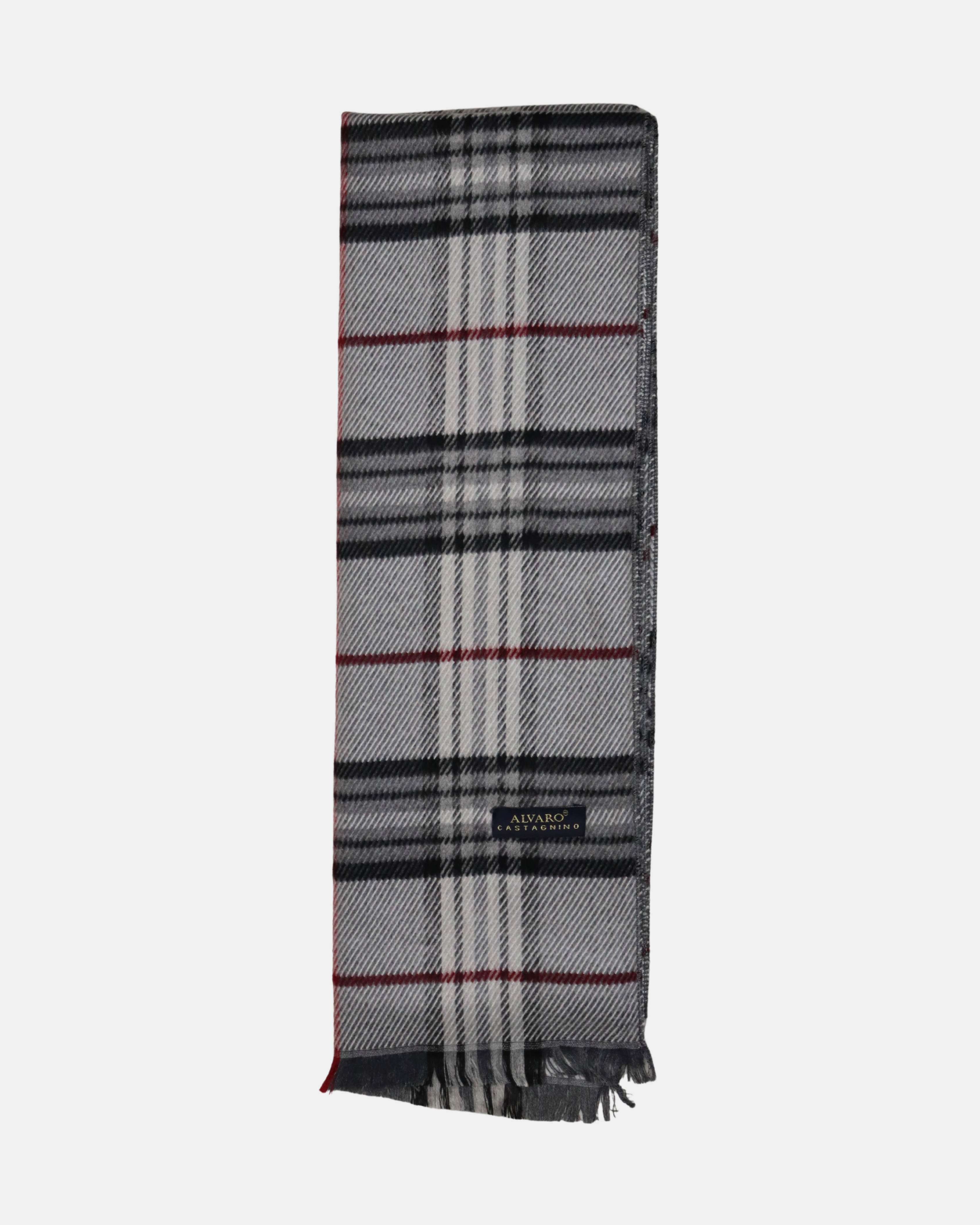 Grey & Red Checked Muffler