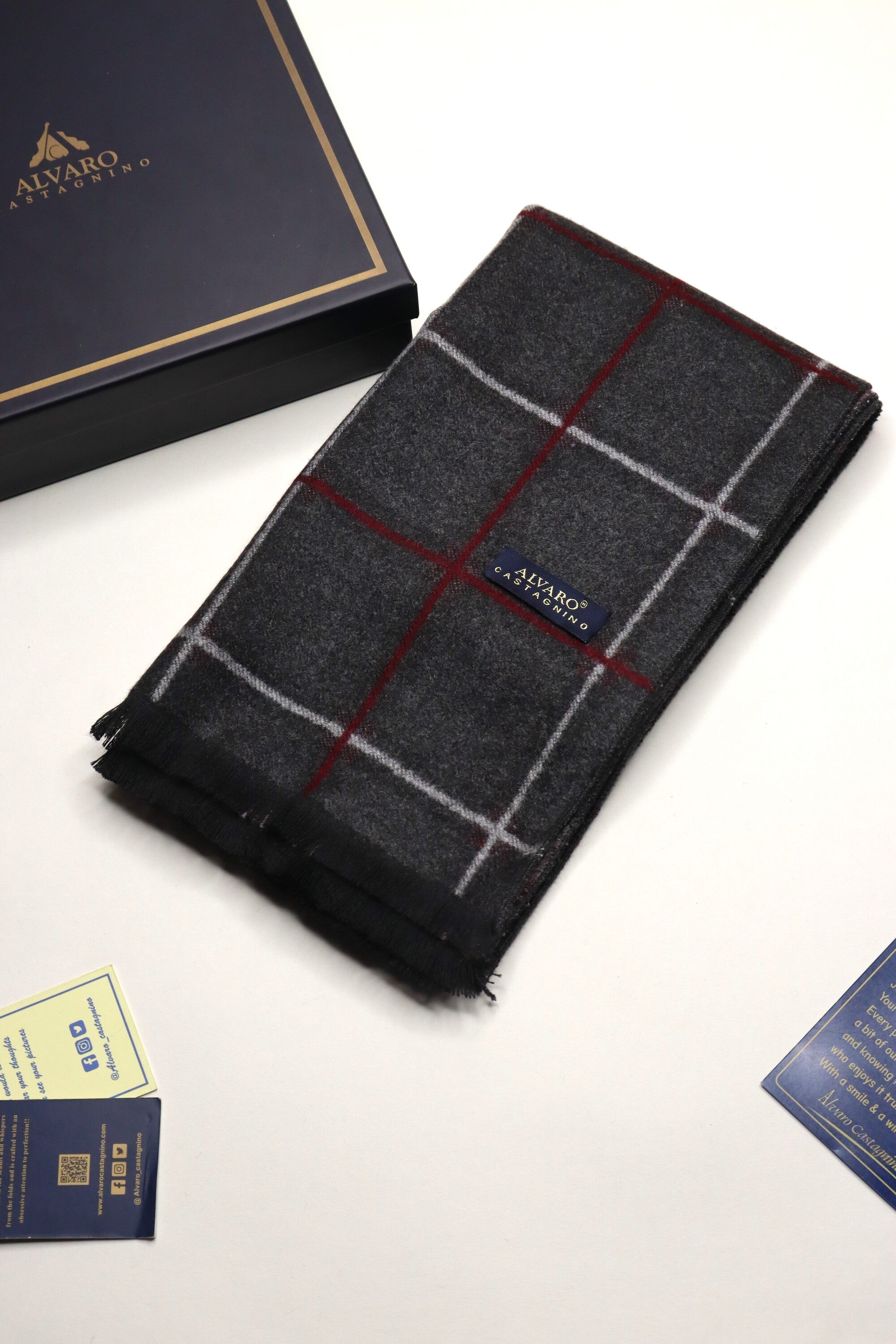 Grey & Red Checked Muffler