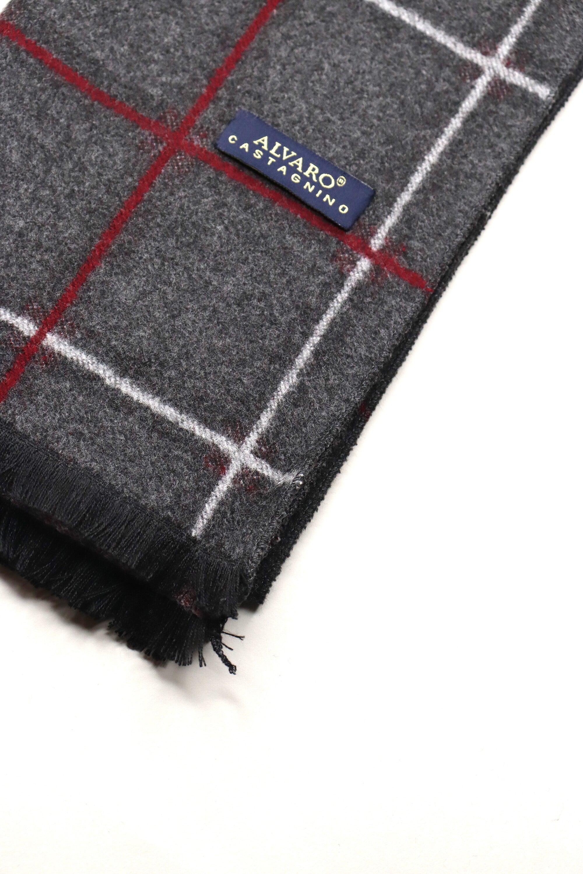 Grey & Red Checked Muffler
