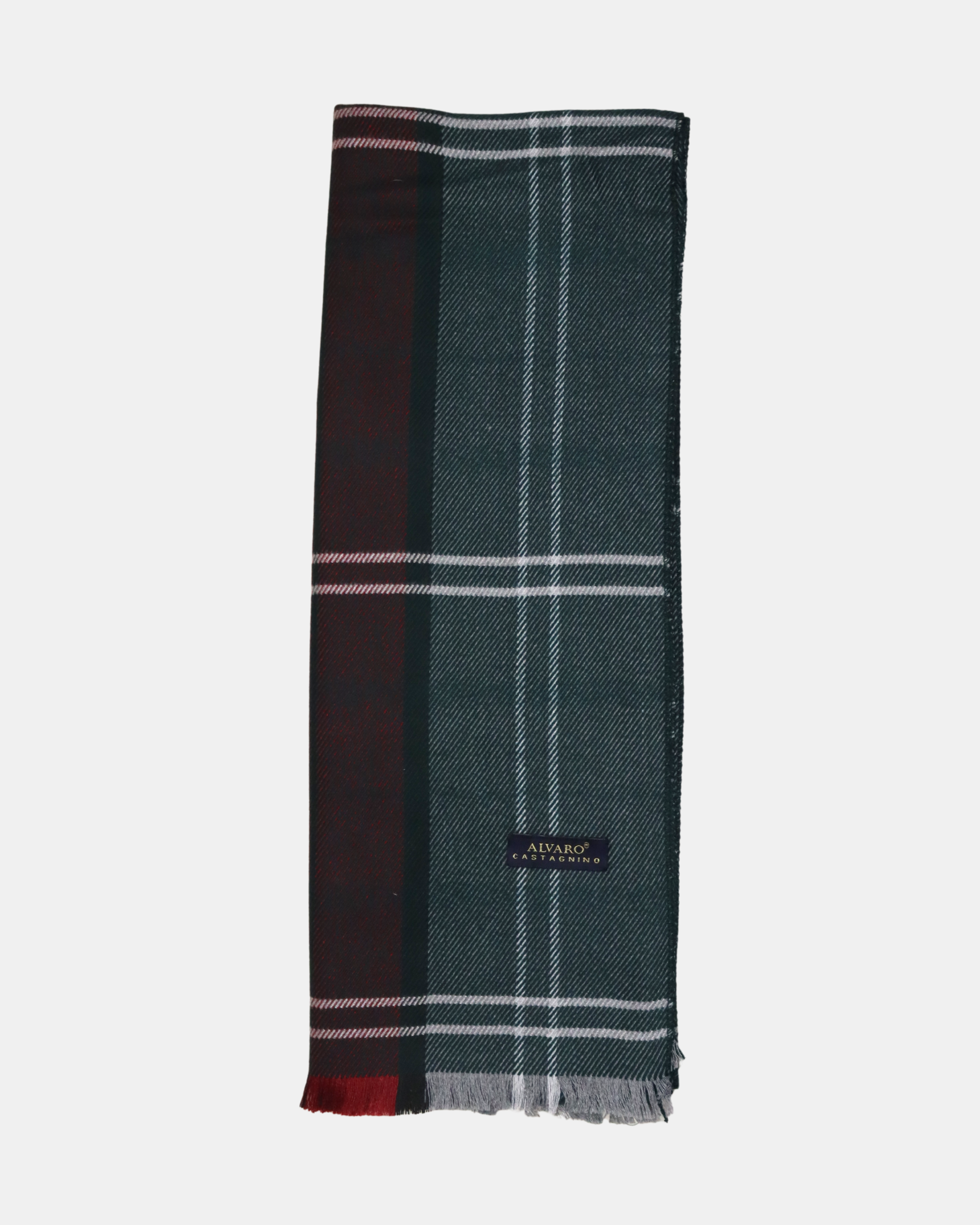 Green & Burgundy Checked Woolen Muffler