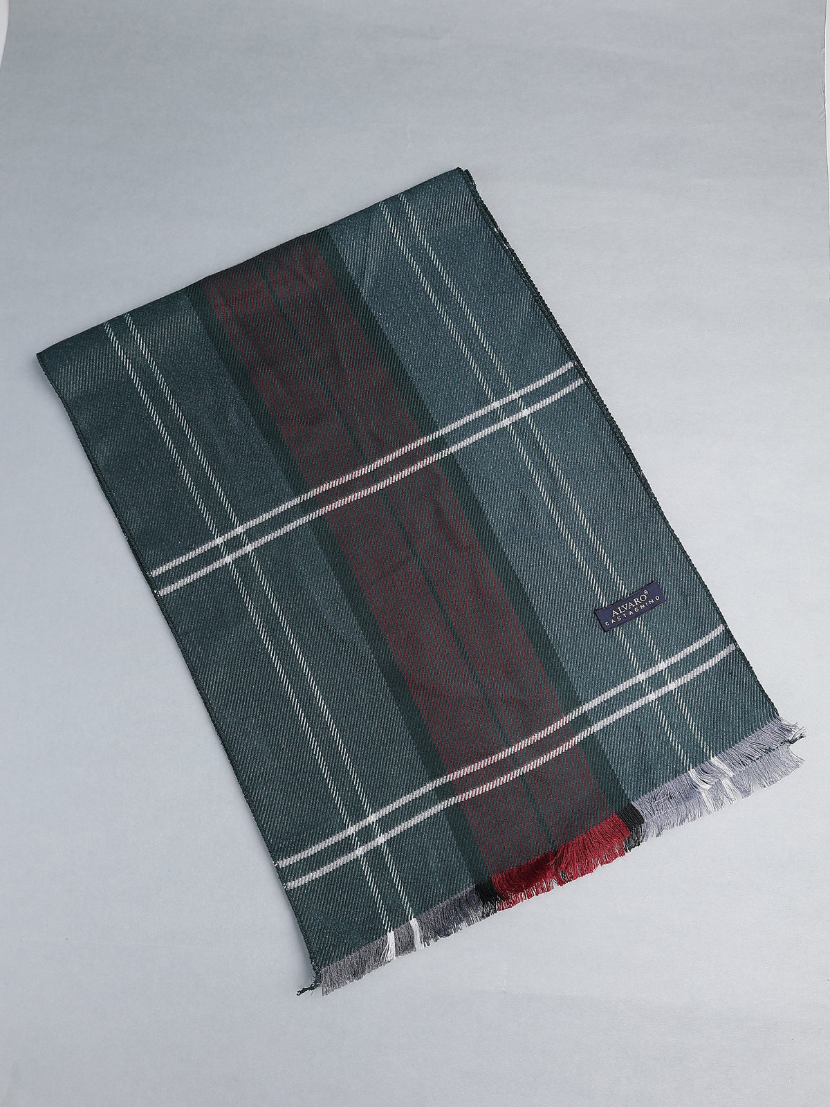 Forest Green & Burgundy Plaid Twill Winter Muffler