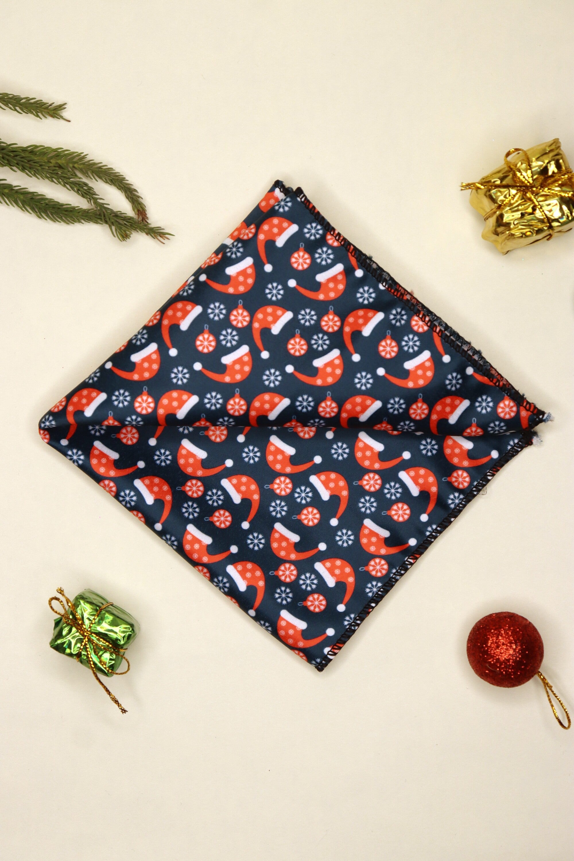 Christmas Santa Blue Pocket Square
