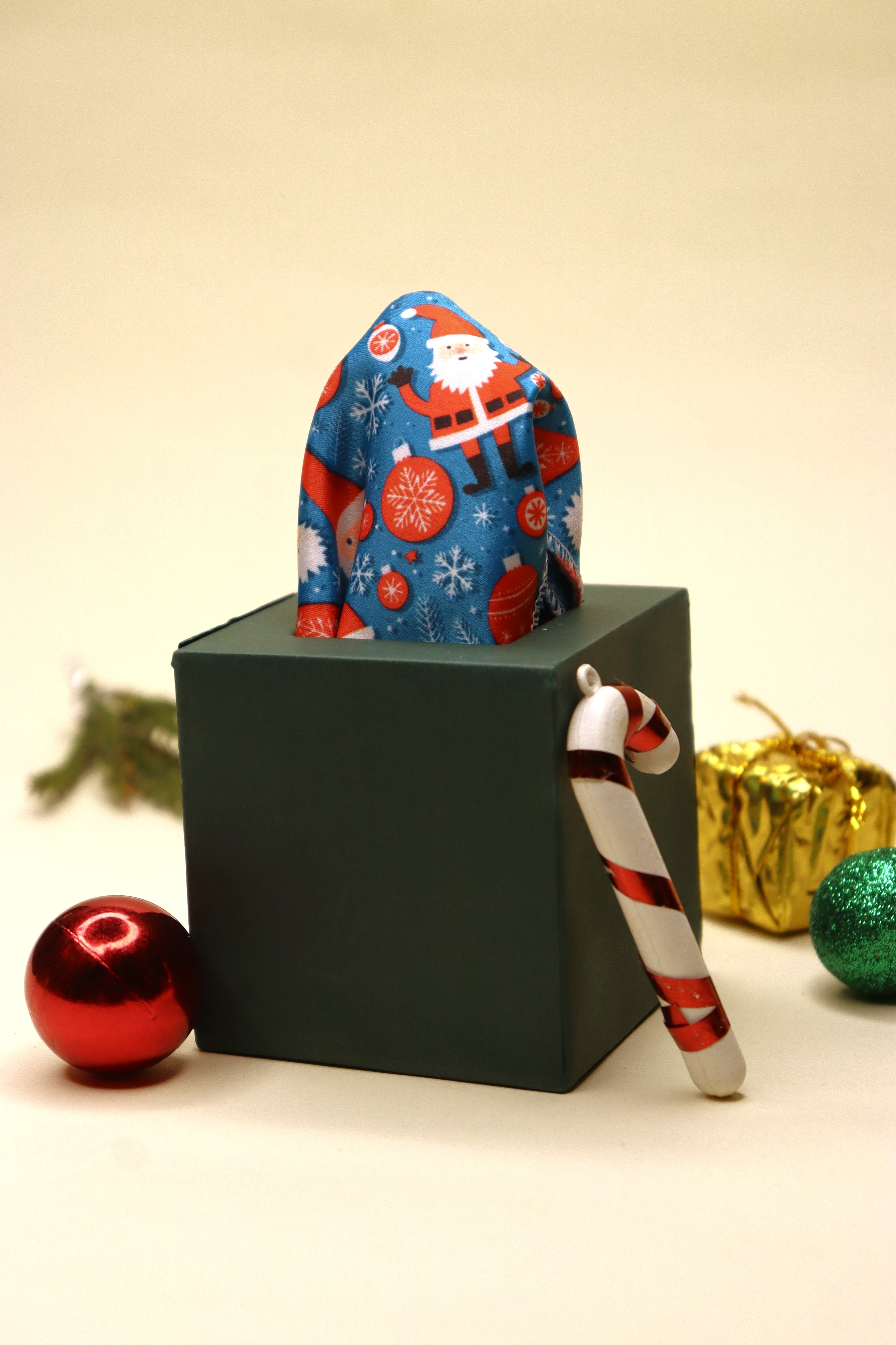 Santa Snowflake Blue Pocket Square