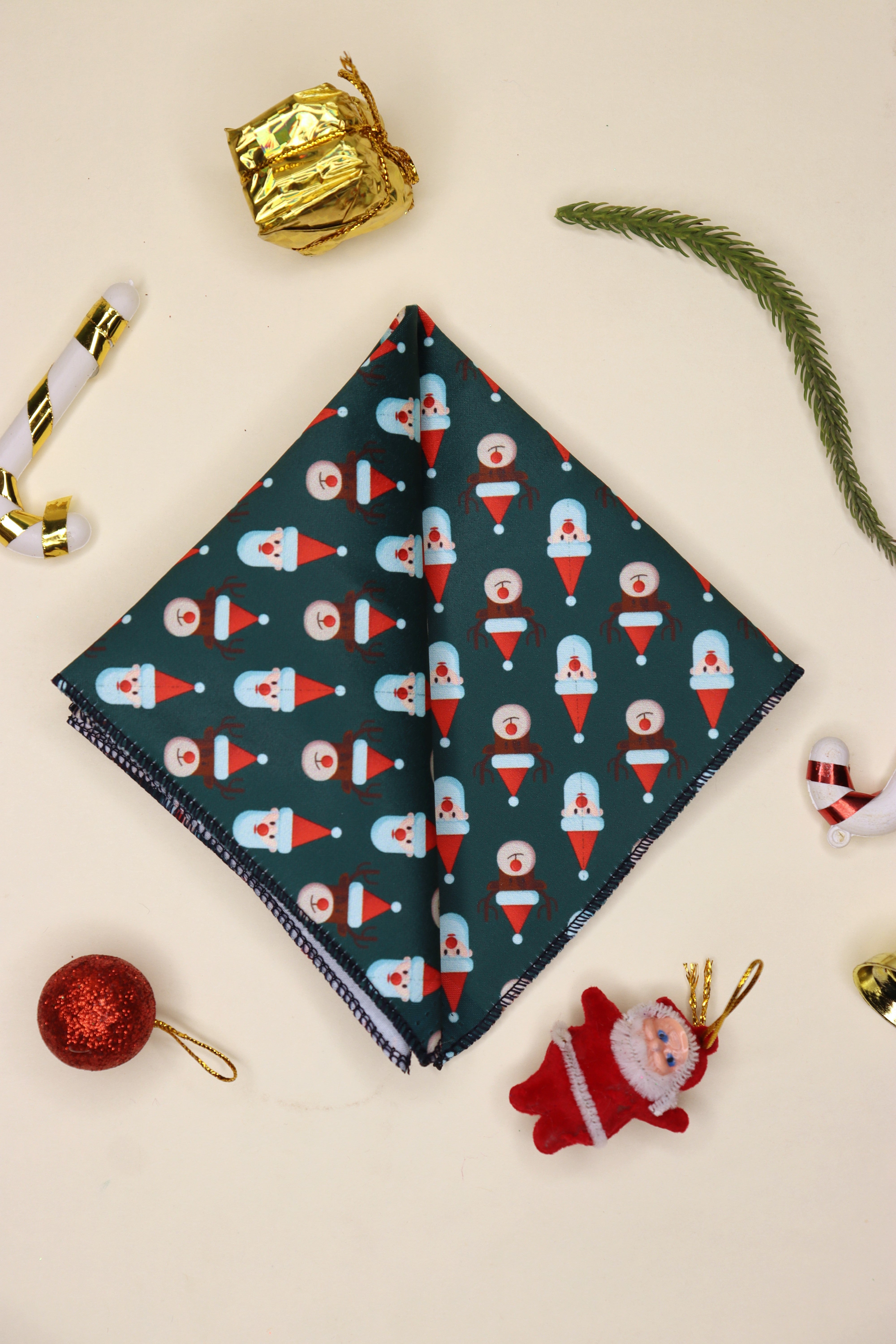Santa Green Pocket Square