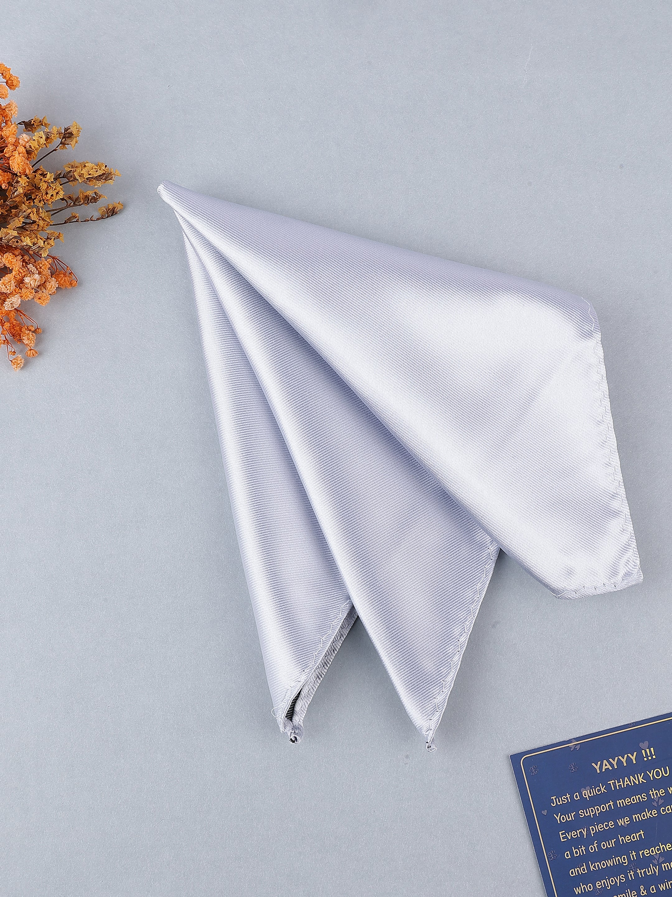 White Solid Pocket Square