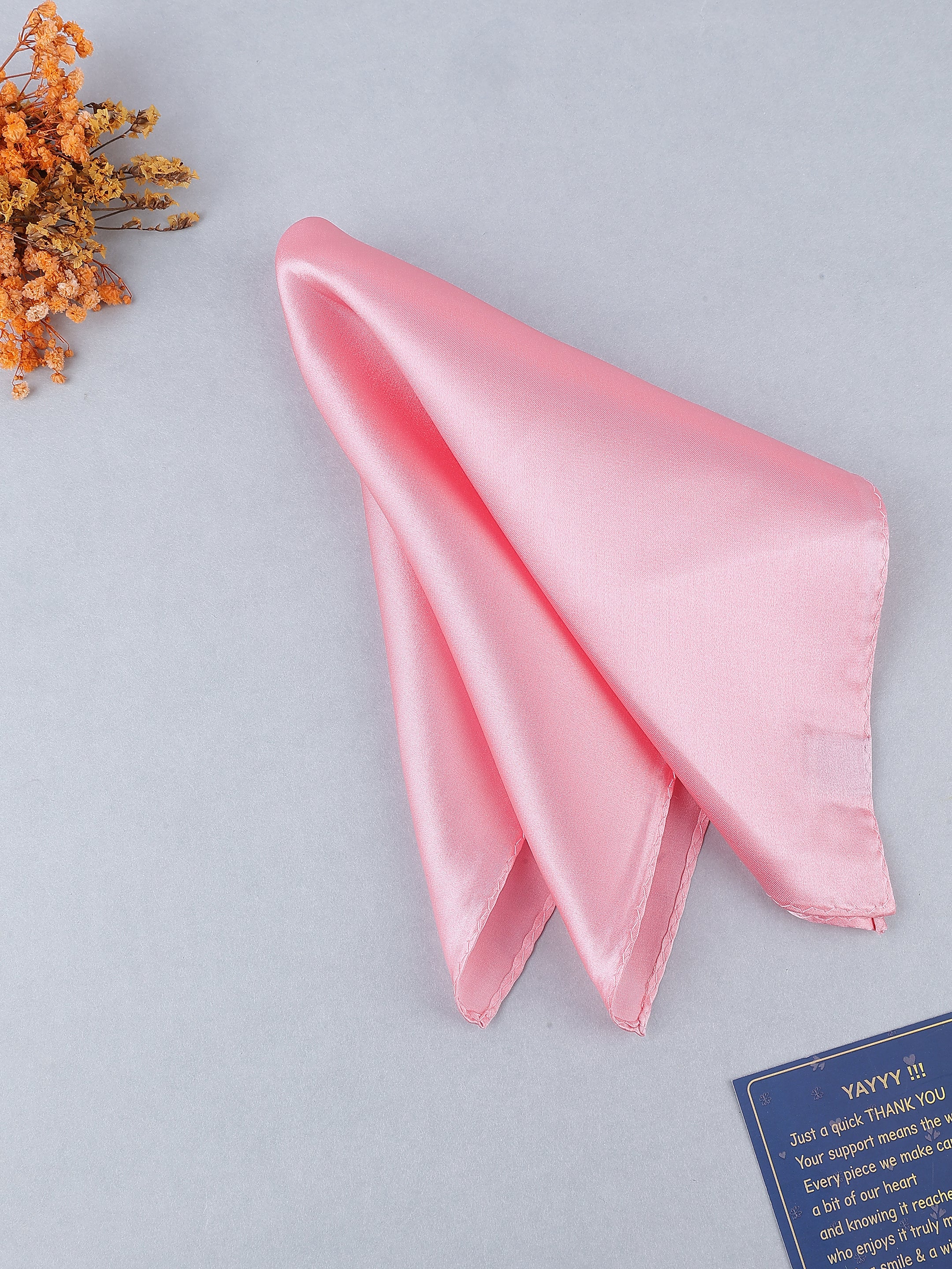 Pink Solid Silk Pocket Square