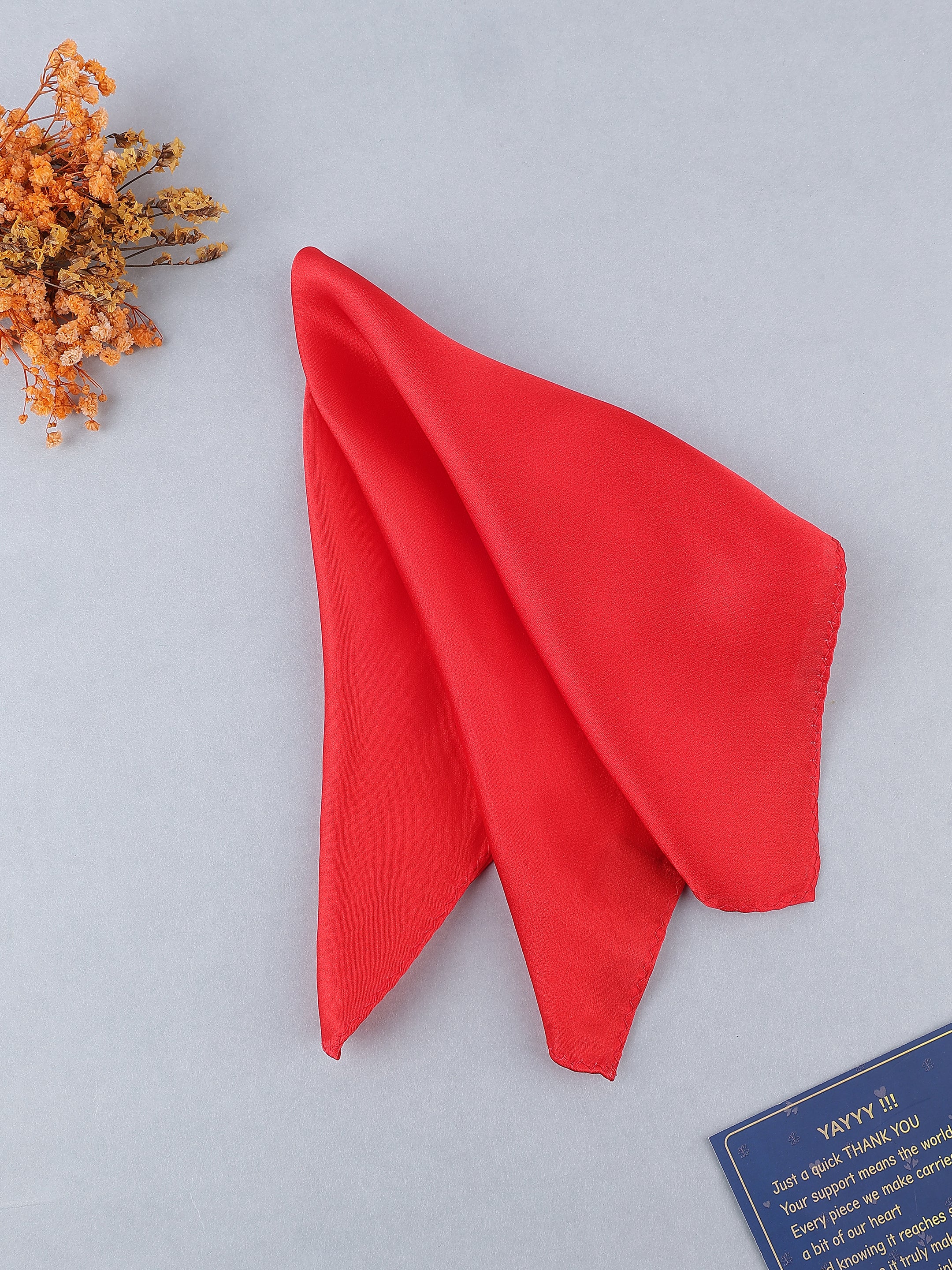 Solid Silk Red Pocket Square