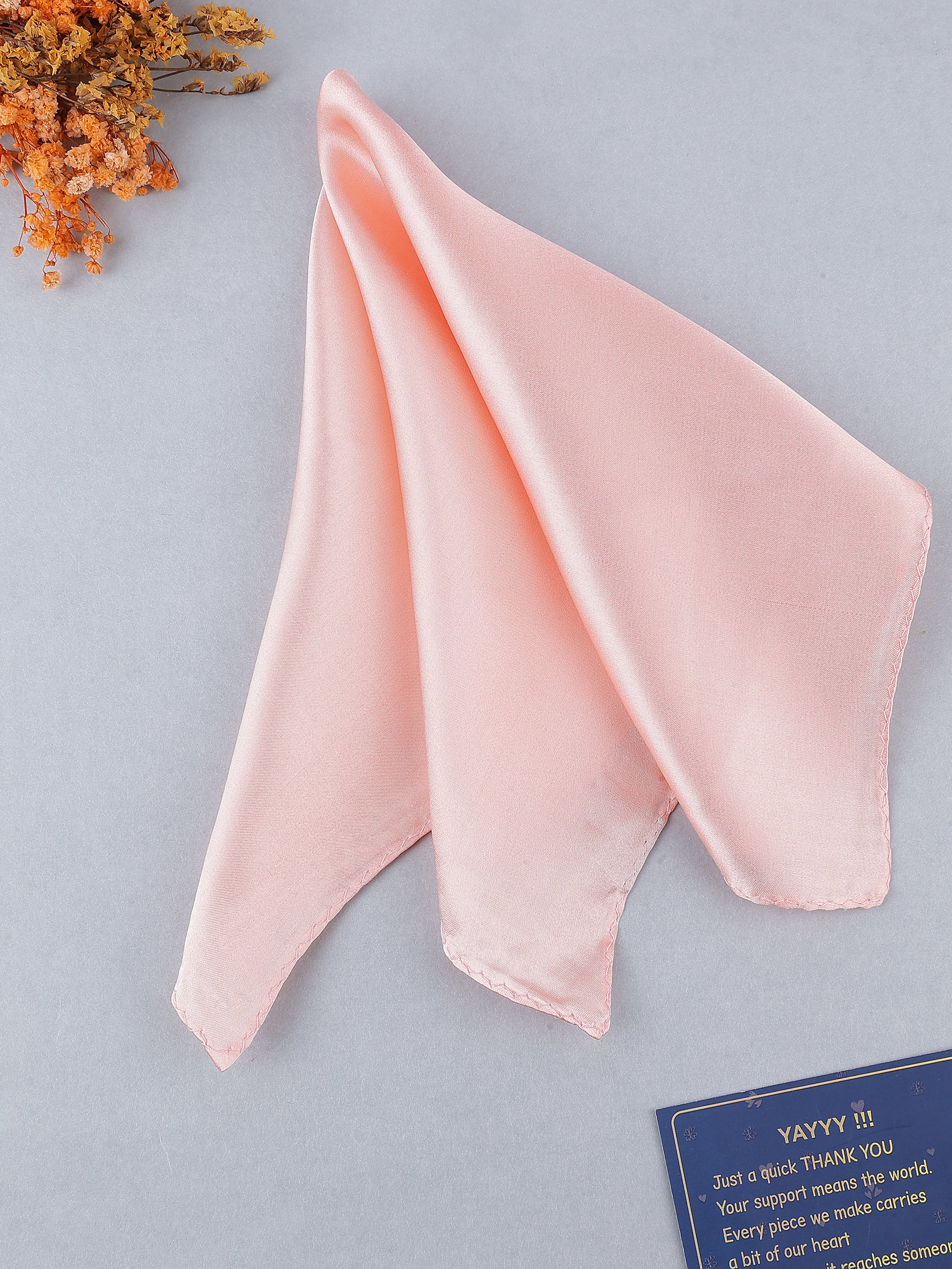 Peach Solid Silk Pocket Square