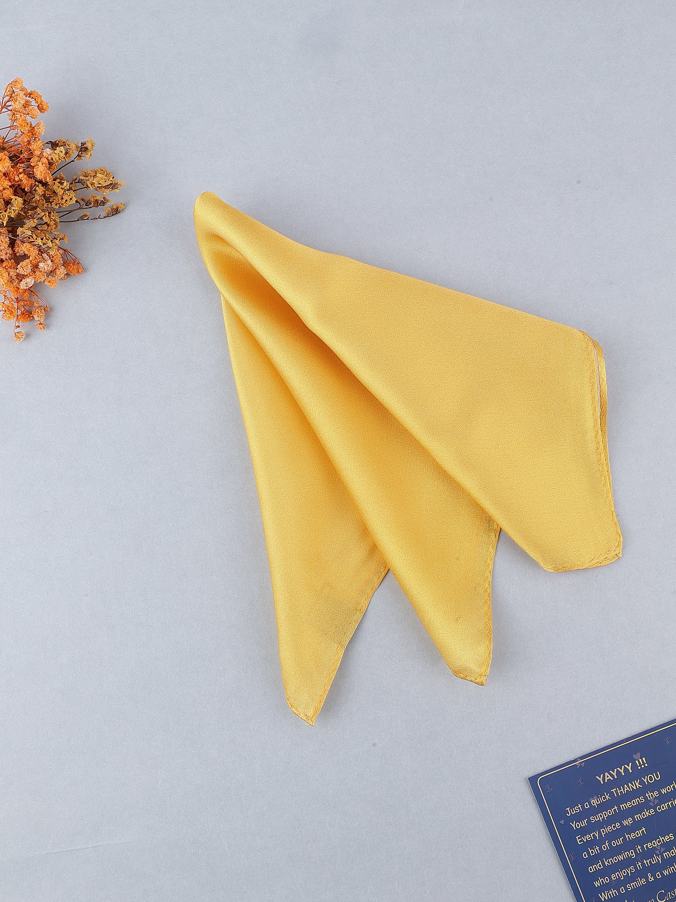 Yellow Solid Silk Pocket Square