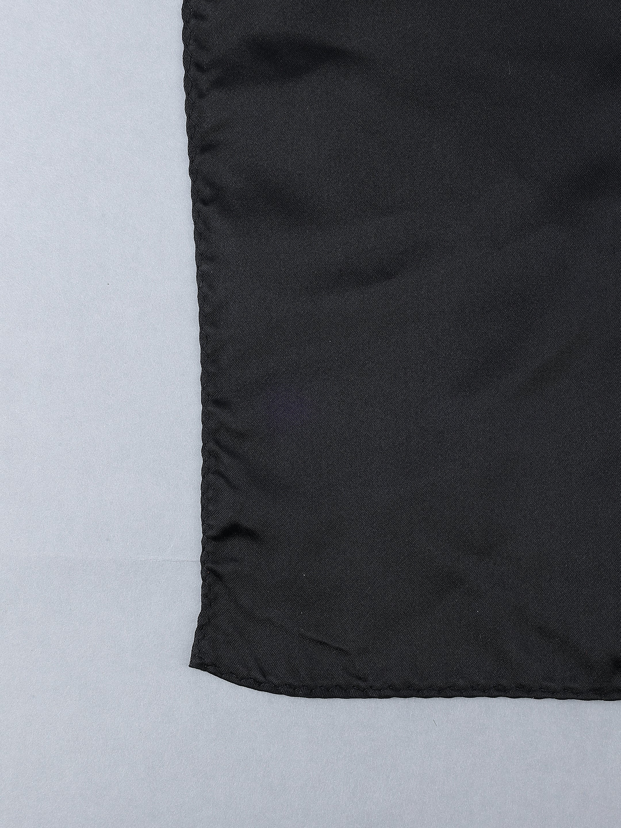 Black Solid Silk Pocket Square