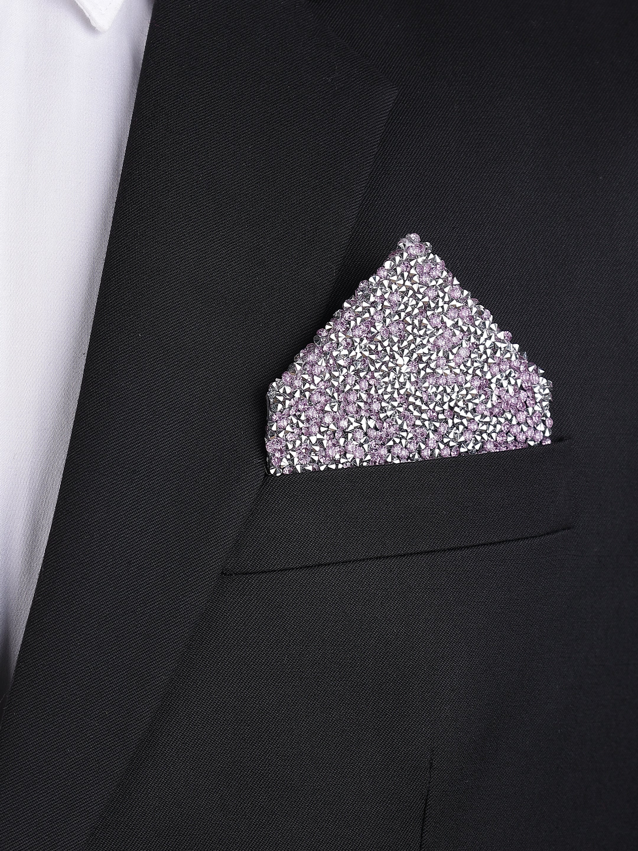 Black & Lilac Crystal Envelope Pocket Square