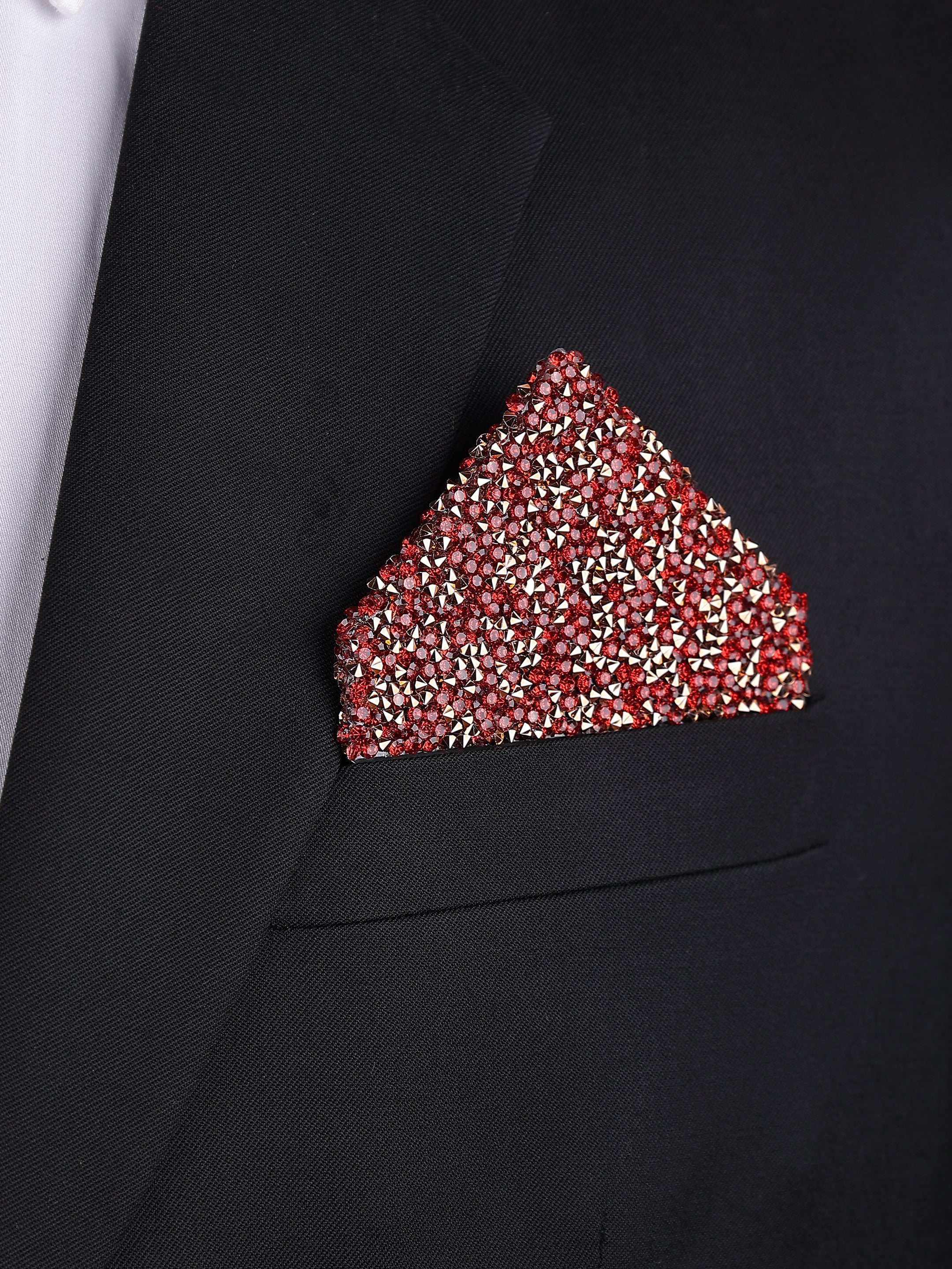 Black & Red Crystal Envelope Pocket Square