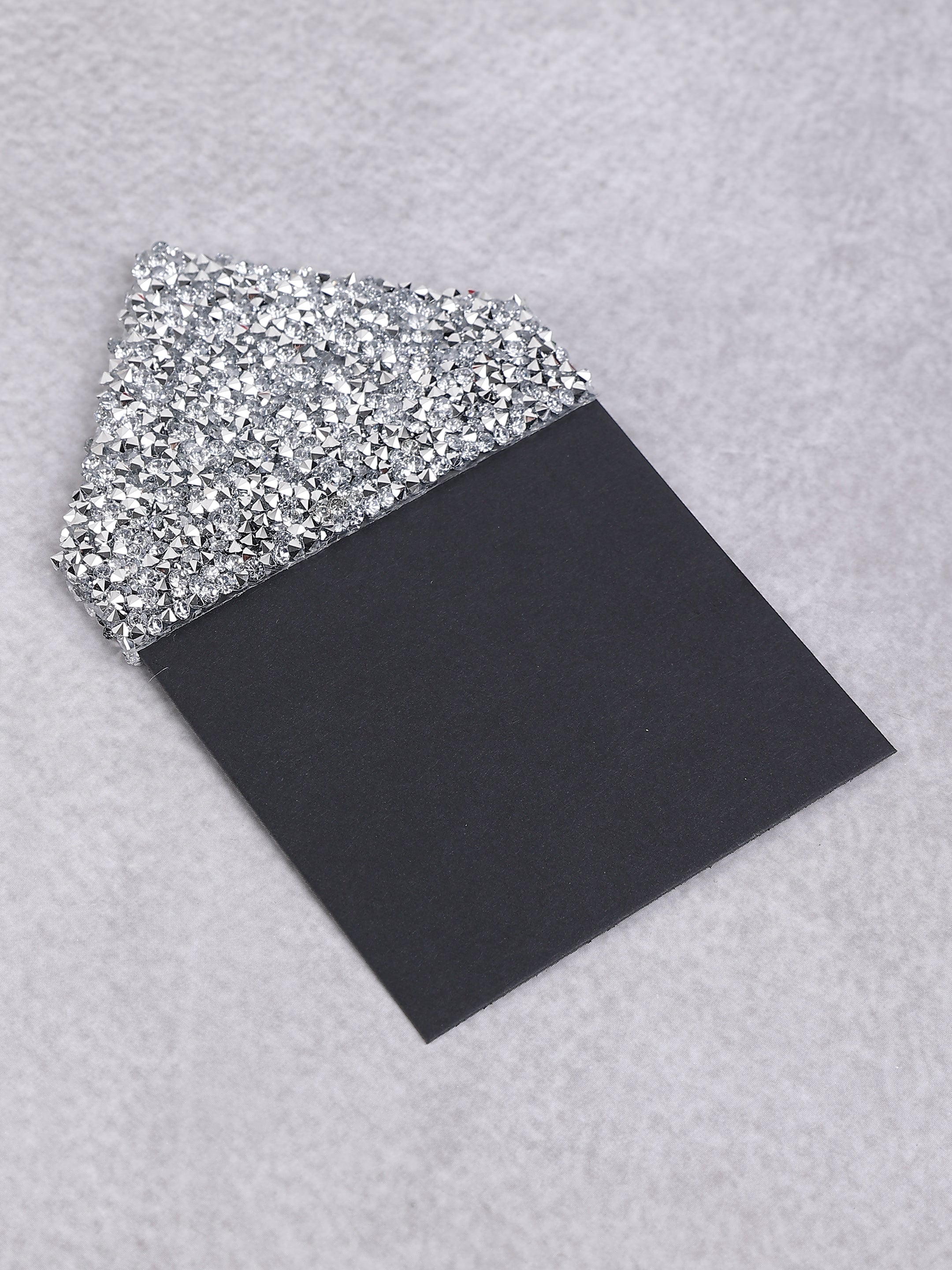 Black & Silver Crystal Envelope Pocket Square