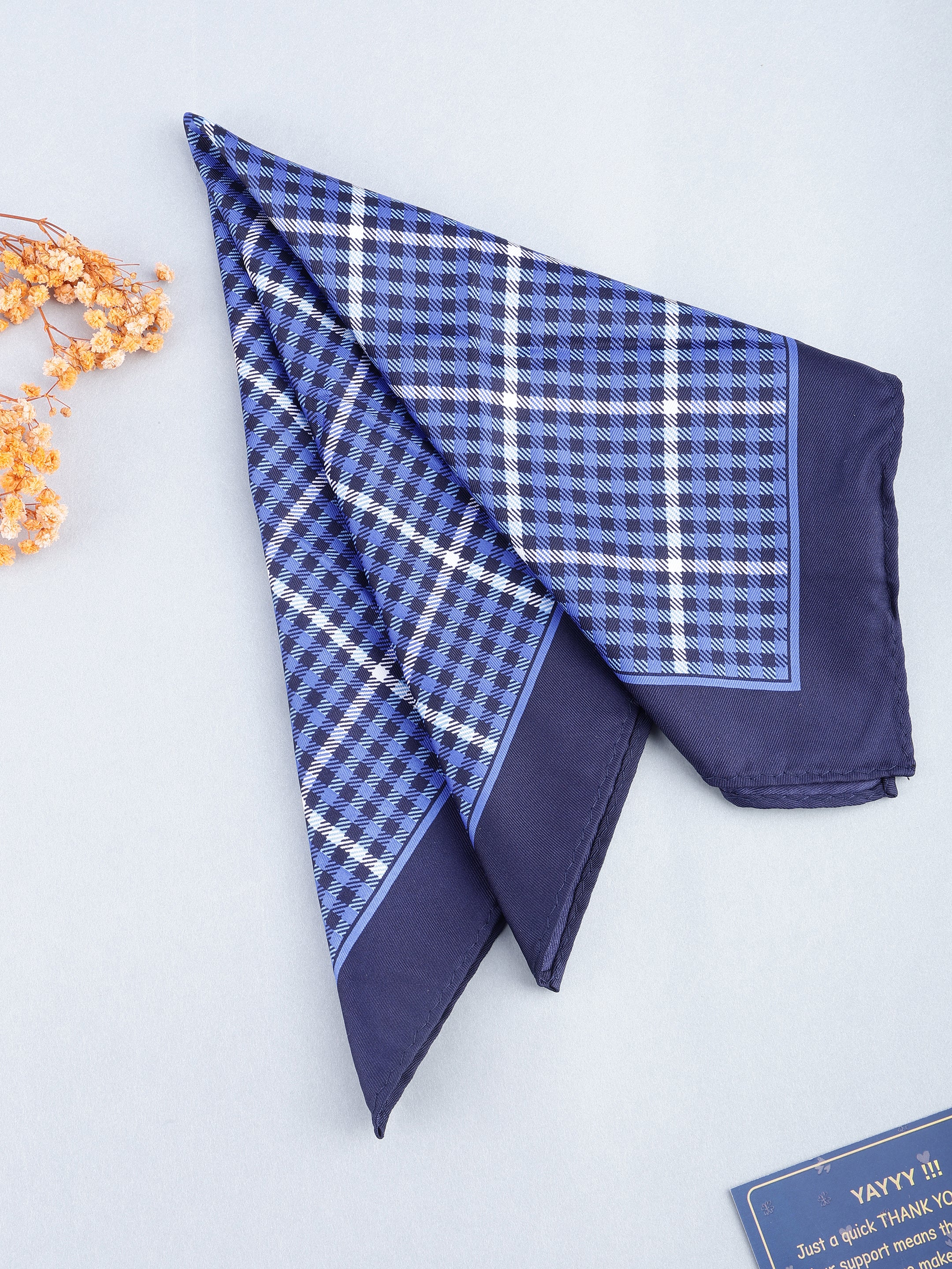 Navy Blue & White Gingham Pocket Square