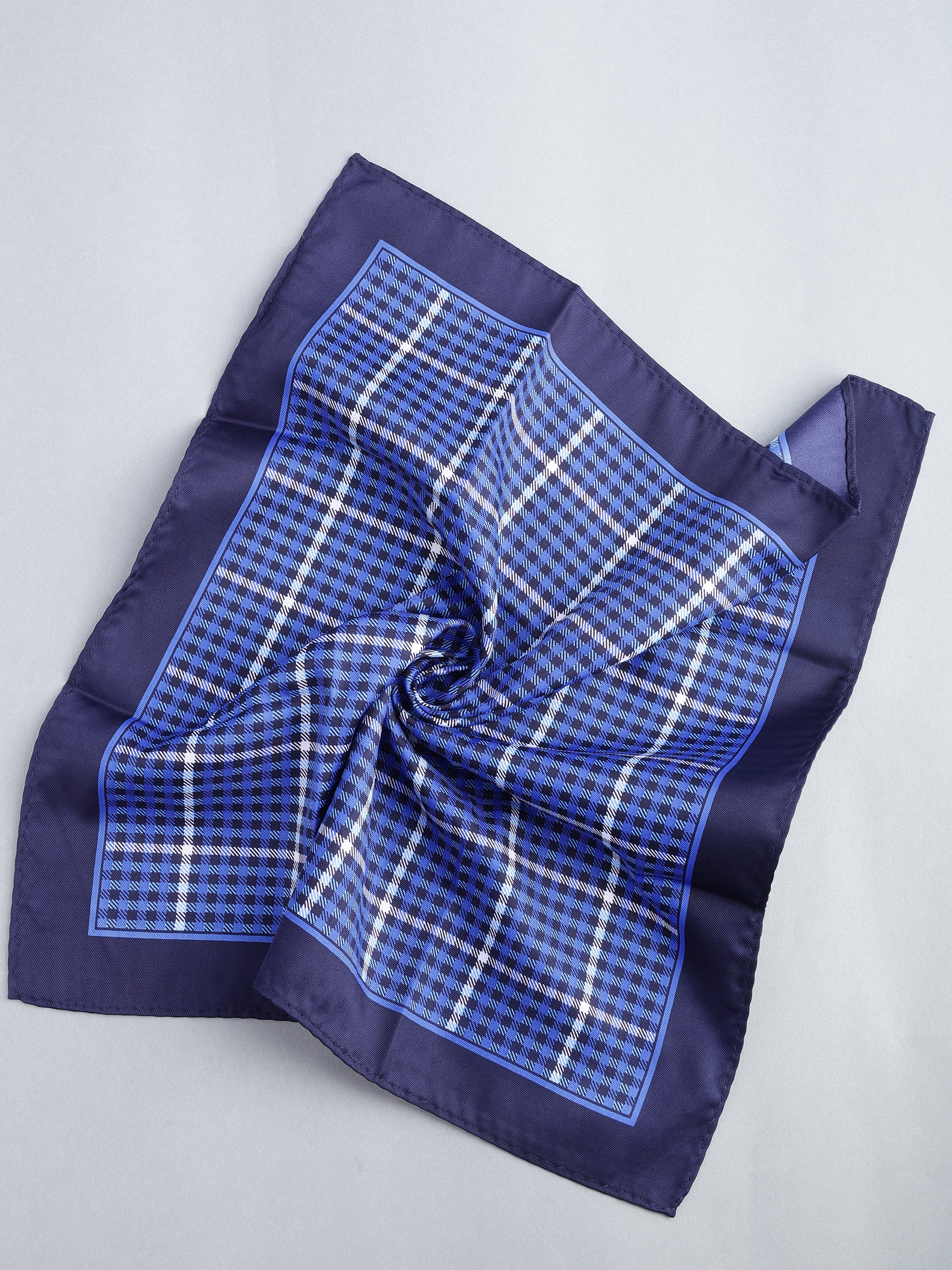 Navy Blue & White Gingham Pocket Square