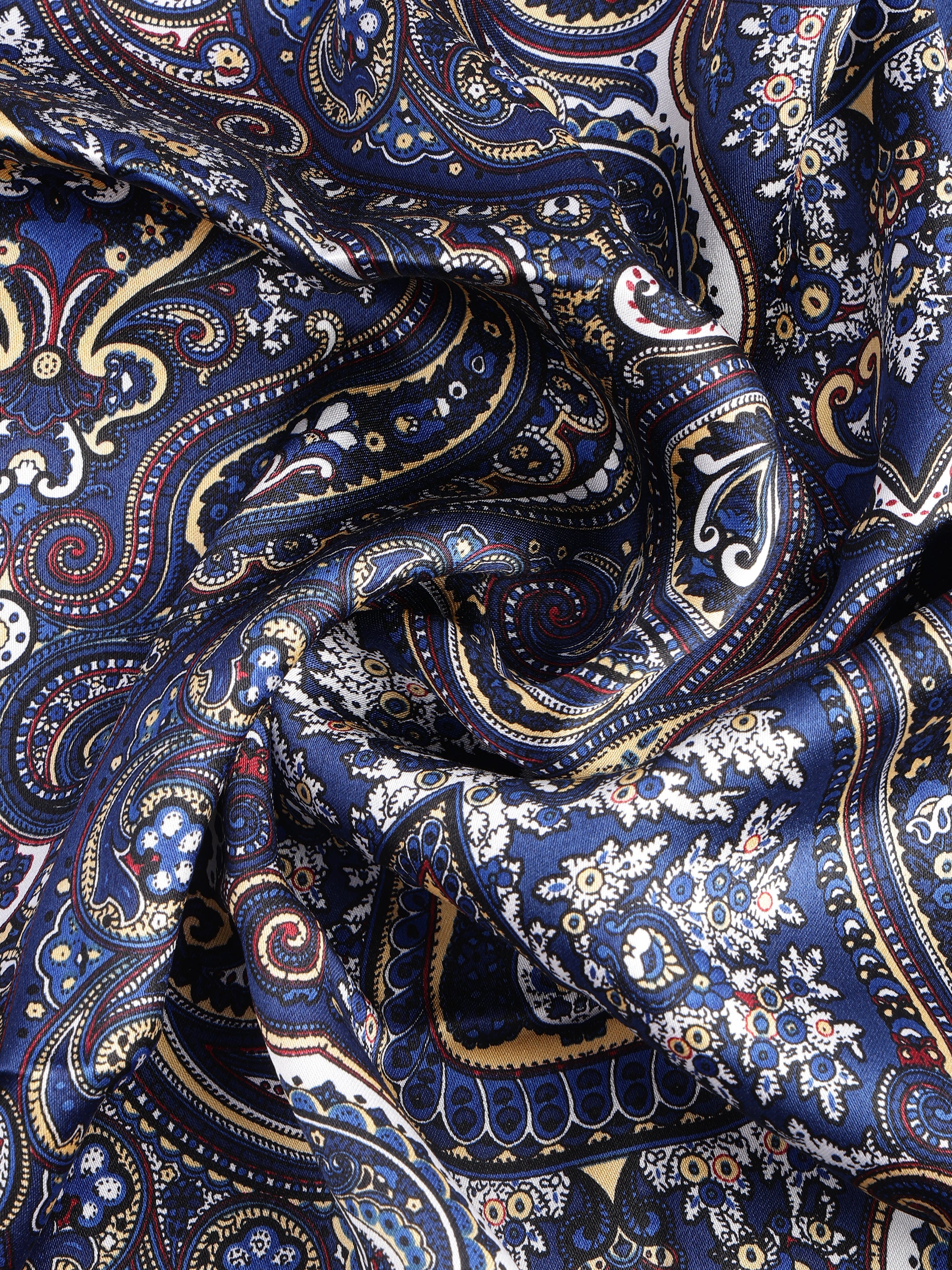 Regal Navy Silk Paisley Pocket Square