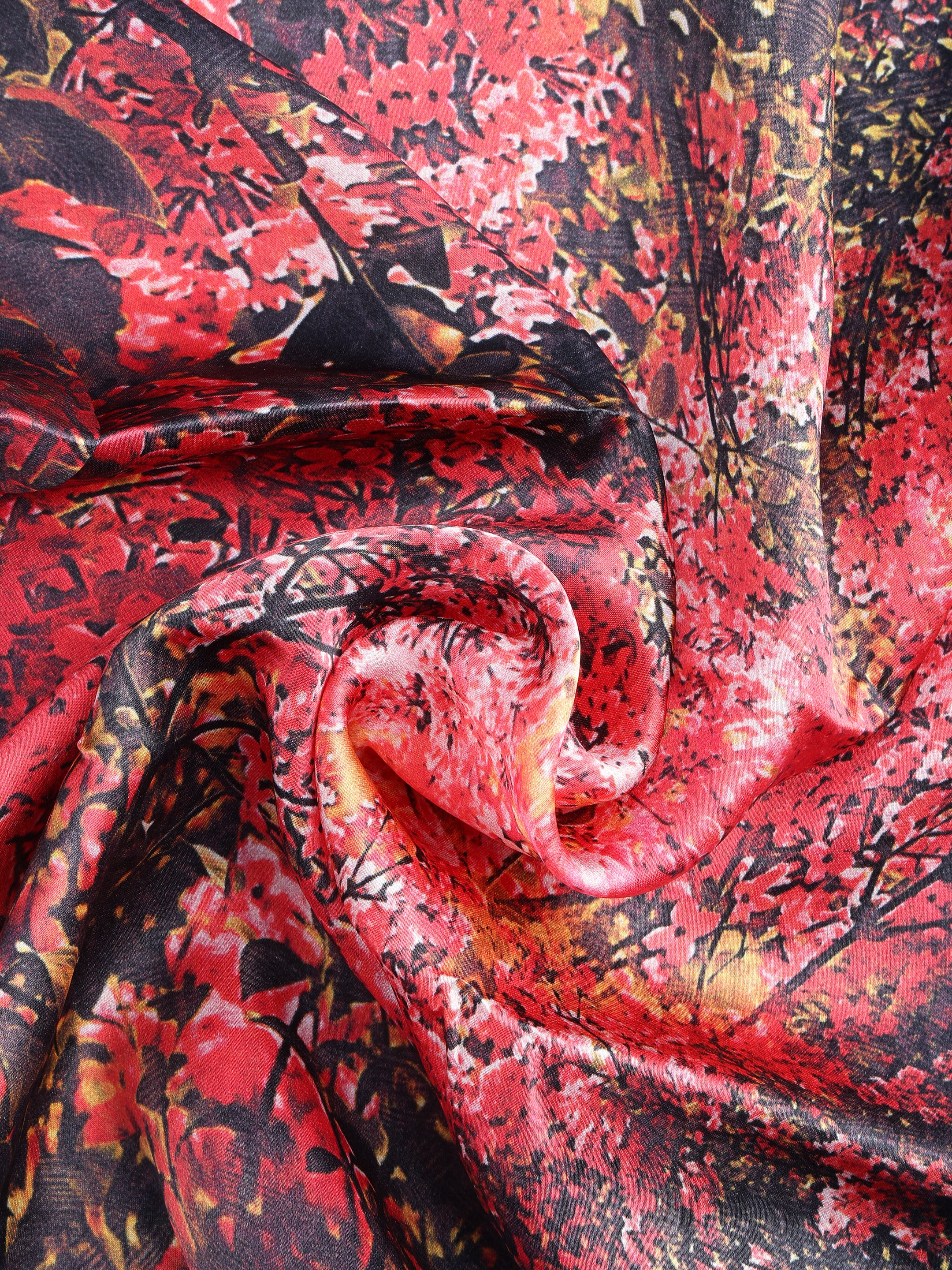 Crimson Floral Bloom Silk Pocket Square
