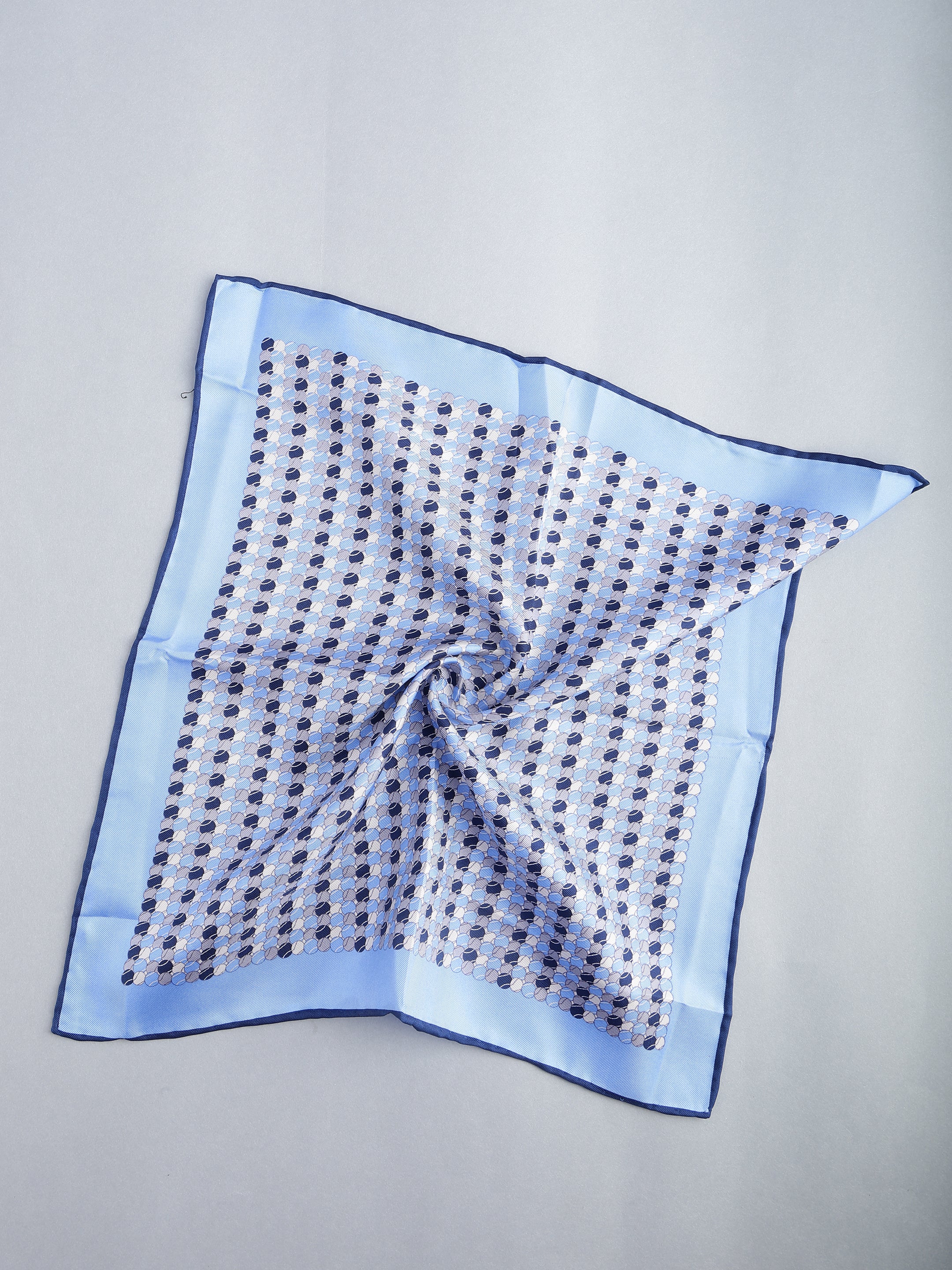 Azure Scaled Geometric Silk Pocket Square