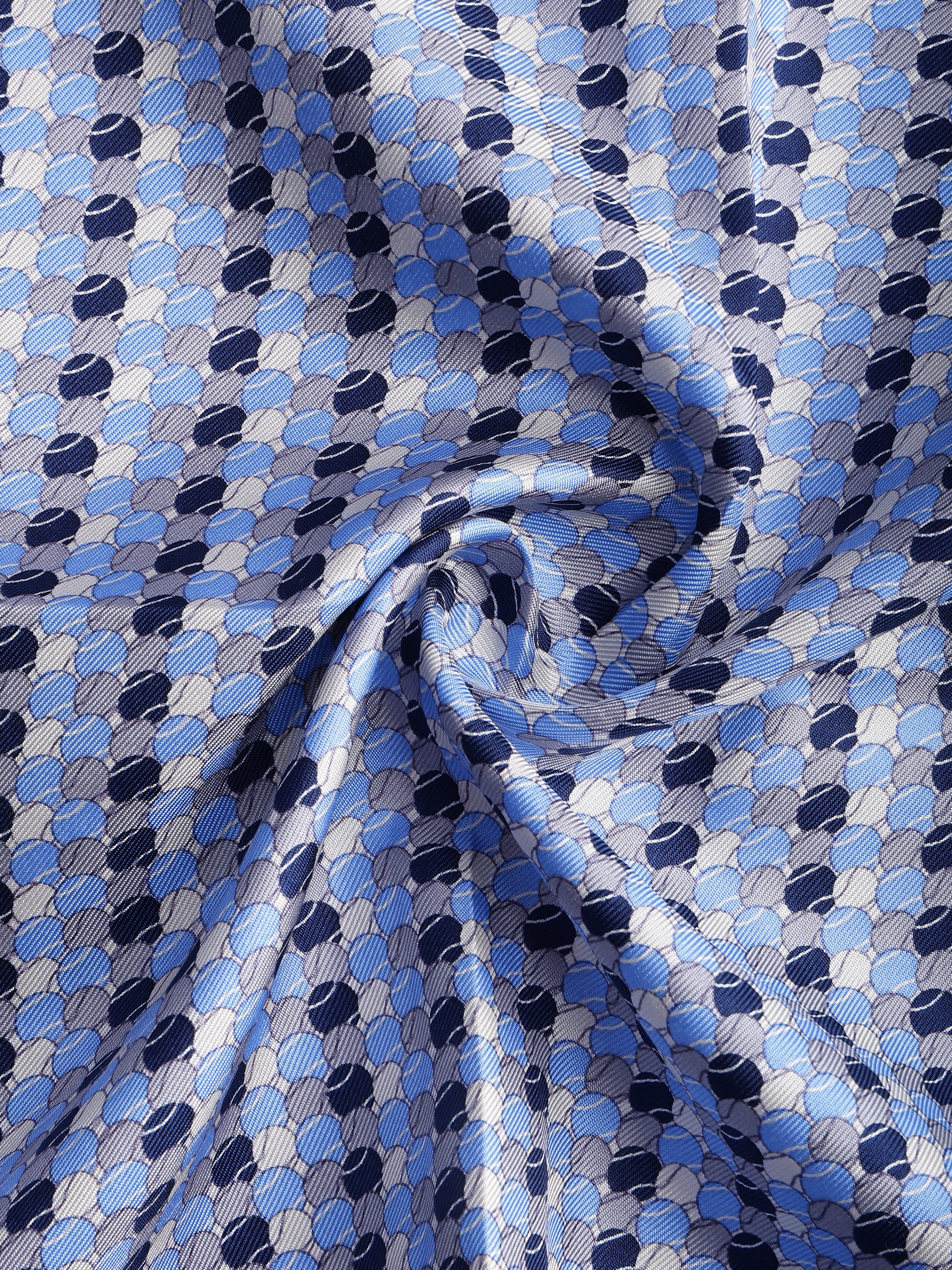 Azure Scaled Geometric Silk Pocket Square