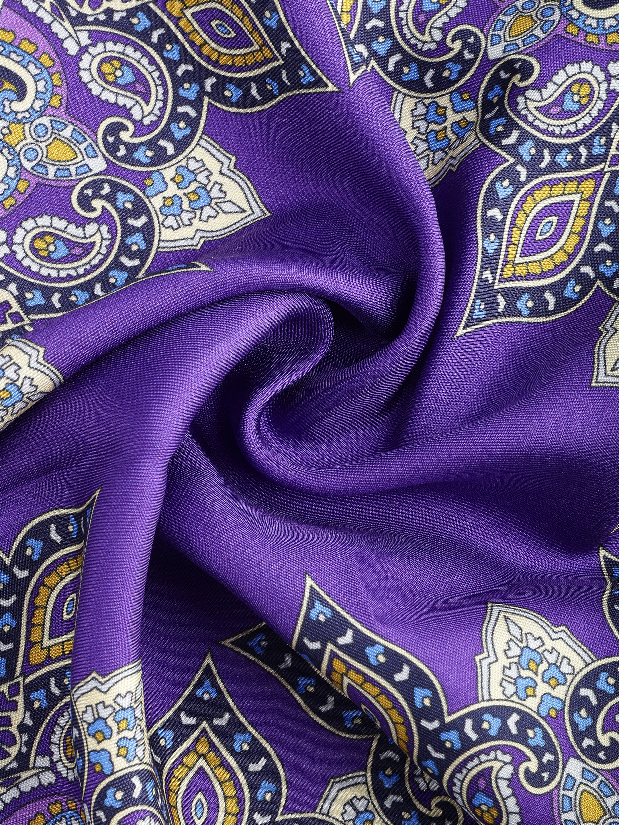 Purple Paisley Border Silk Pocket Square
